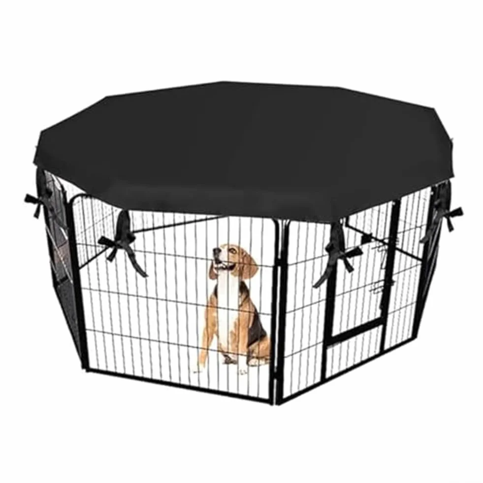 Housse de parc extérieur pour chien 8 panneaux imperméable tissu Oxford anti-UV