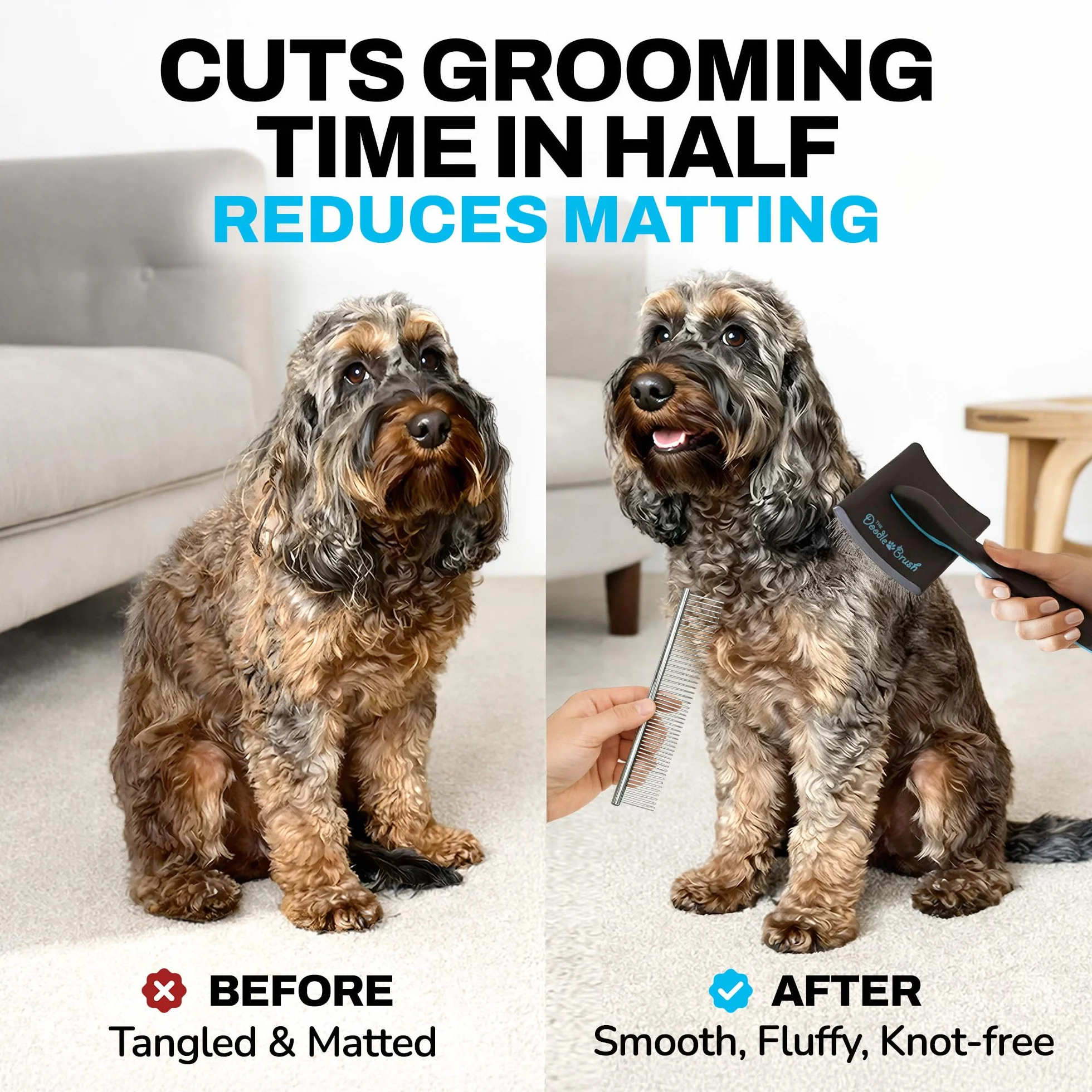The Doodle Brush Brosse de Toilettage pour Chiens en Acier Inoxydable Peigne Métallique Démêle et Élimine Nœuds