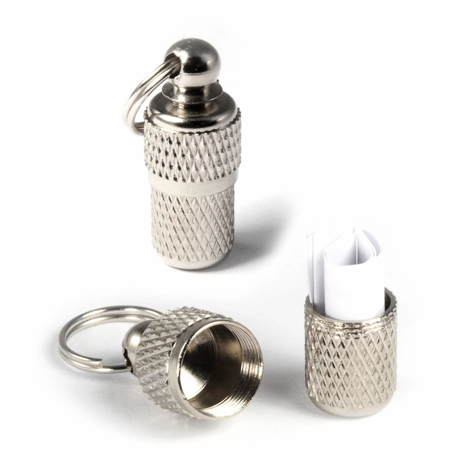 Ganzoo lot 2 médaillons adresse type mini boîte tube pour chien et chat, acier inoxydable, papier à glisser pour nom adresse numéro de téléphone, dimensions 2,5 cm hauteur, 1 cm diamètre, poids 4 g