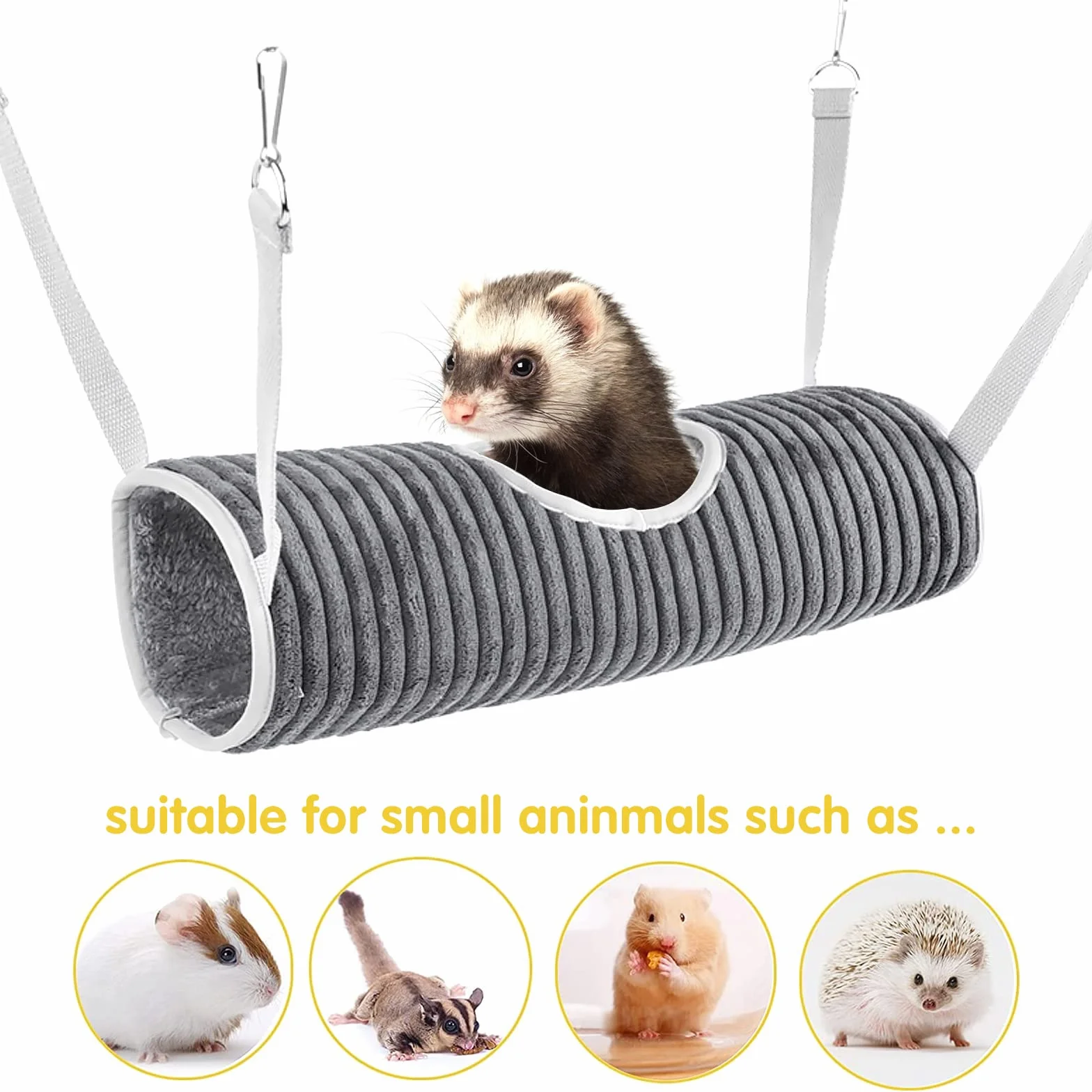 Hamac pour Petits Animaux Lit Tunnel pour Cochon d'Inde Tunnel de Suspension pour Hamster Lit Hamac Furet Lit Suspendu pour Rats Jouets pour Tunnel et Tube pour Animaux de Compagnie Tunnel de Cachette