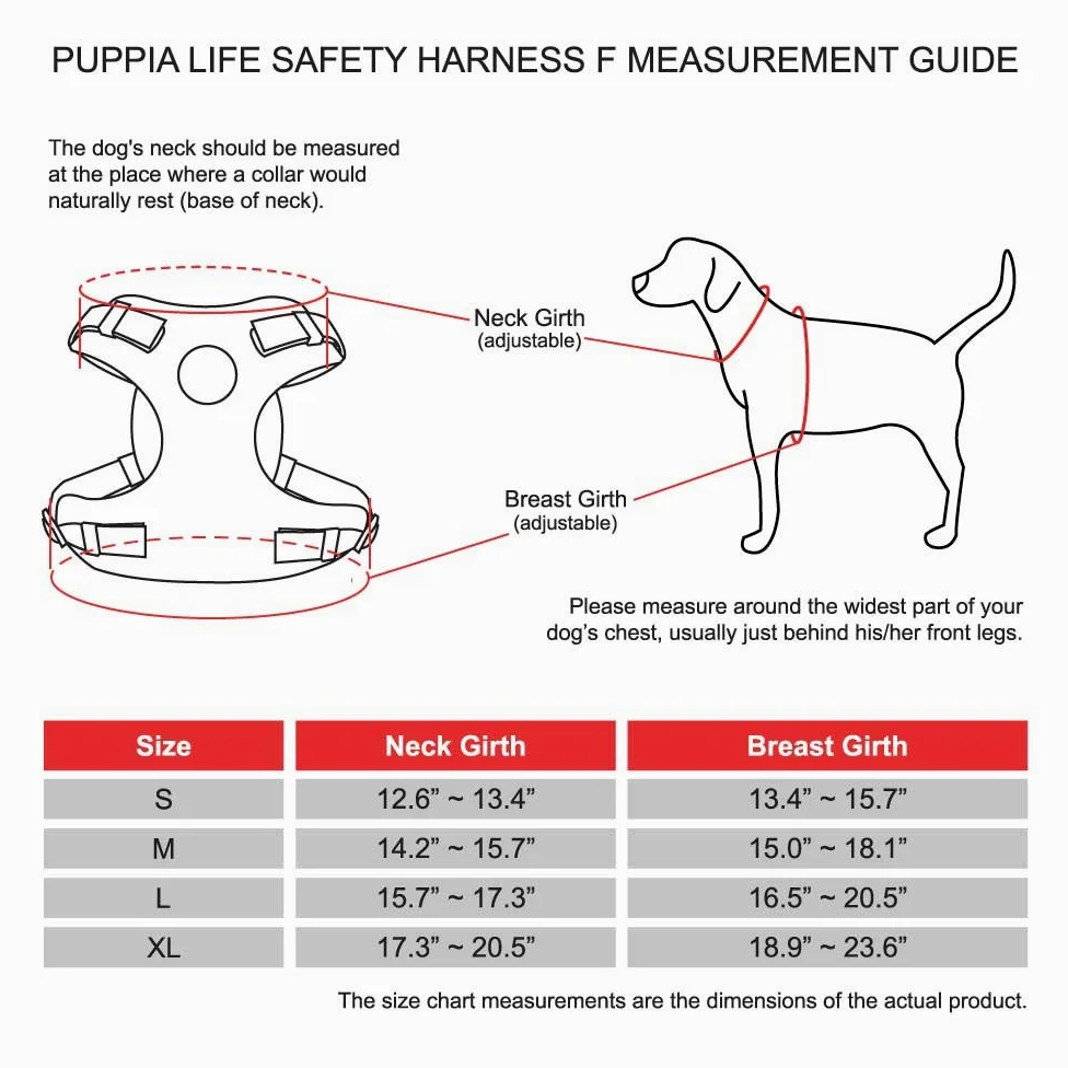 Puppia Orange Trek PLRA-HF9323-OR-S Harnais de sécurité F pour Animaux de Compagnie Taille S