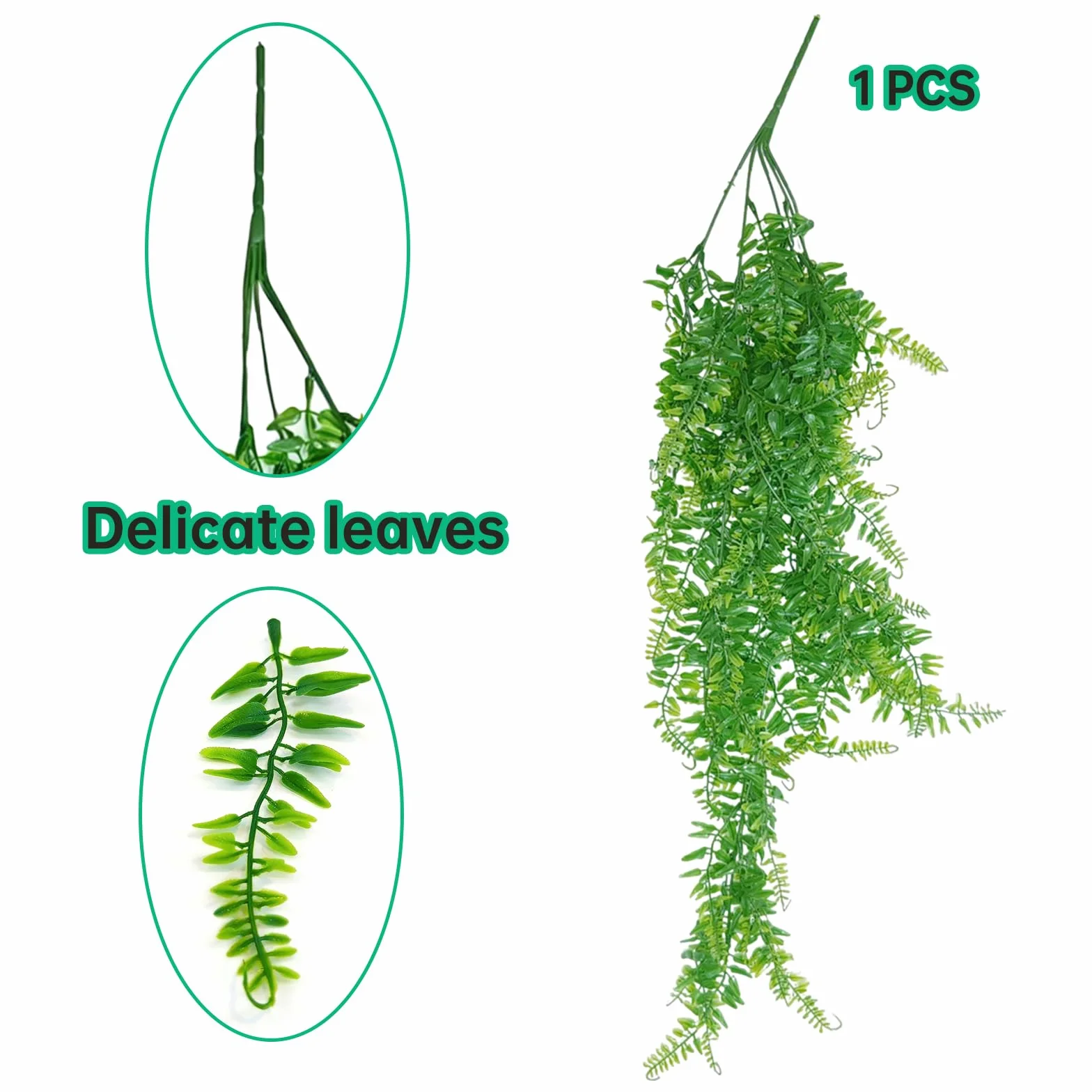 4-en-1 Plantes Suspendues et Hamac pour Reptiles – Ensemble de Décoration de Terrarium pour Reptiles avec Lianes Flexibles & Ventouses – Idéal pour Lézard, Caméléon, Gecko, Tortue (Vert)