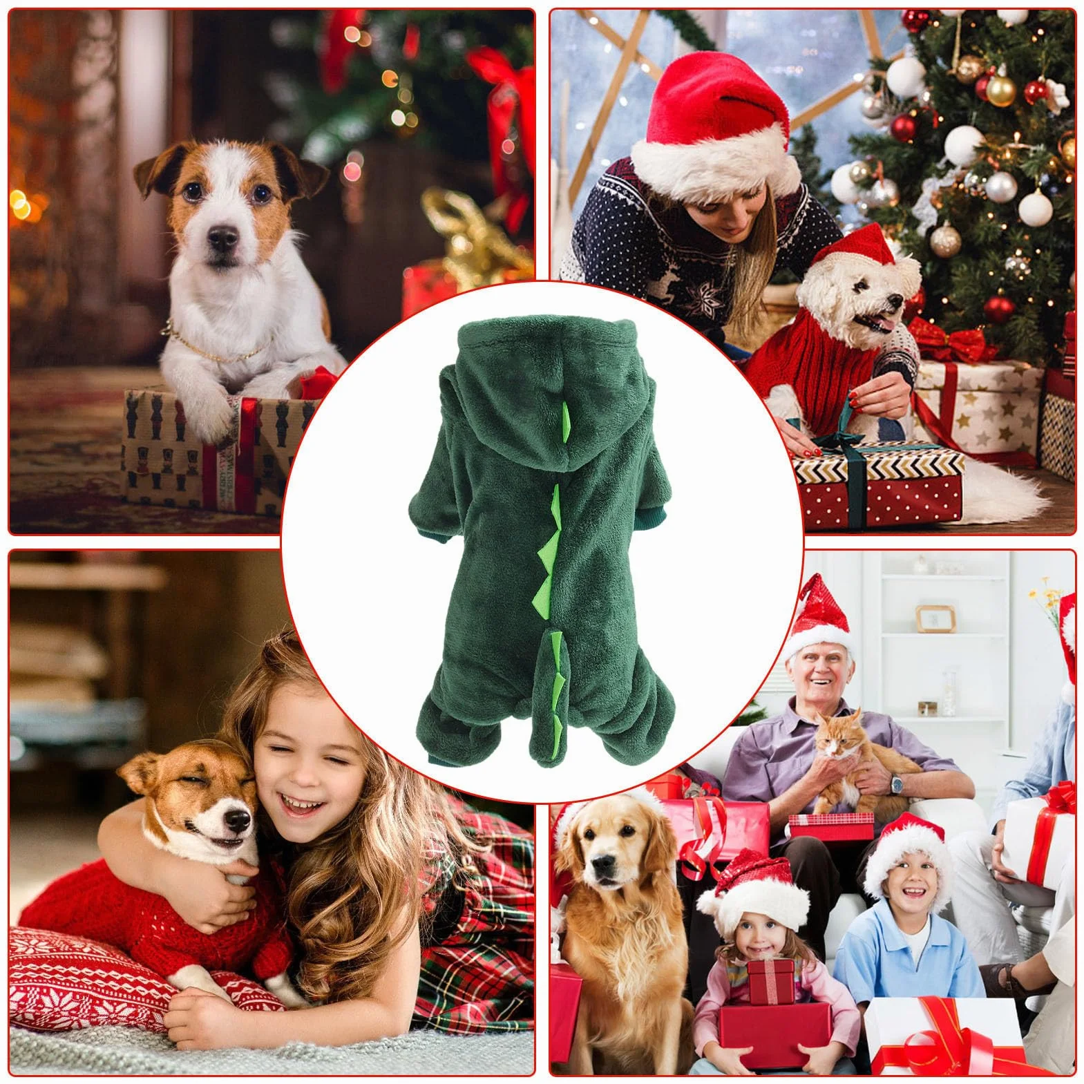 Sweats À Capuche Dinosaure Chat Chien Veste d'Hiver Douce Vêtements Chauds Animaux Compagnie Manteau Cosplay Petits Chiens Chats Noël Anniversaires
