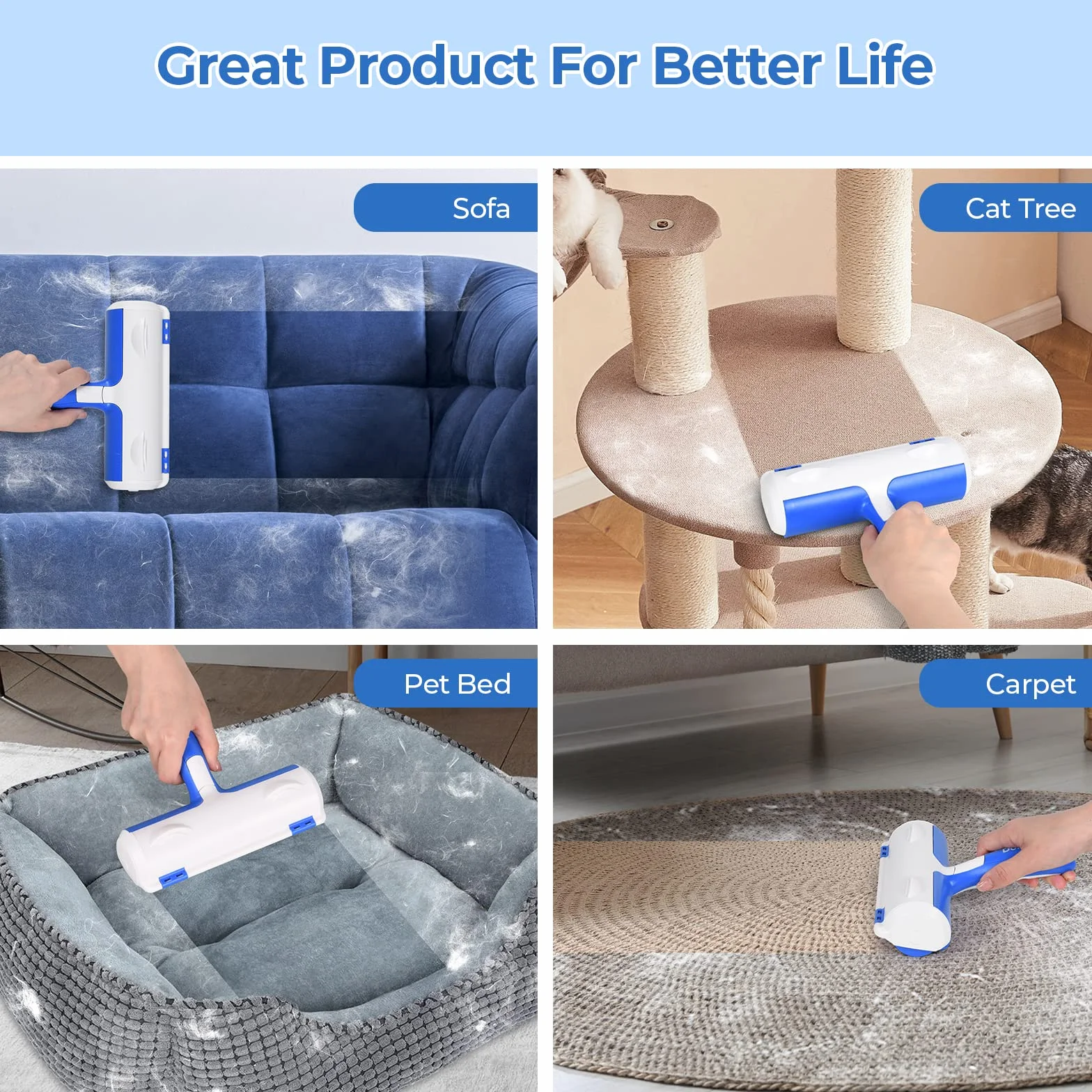 Brosse Anti Poils Chat Animaux Rouleau Poils Chien Brosse Magique Canapé Tapis