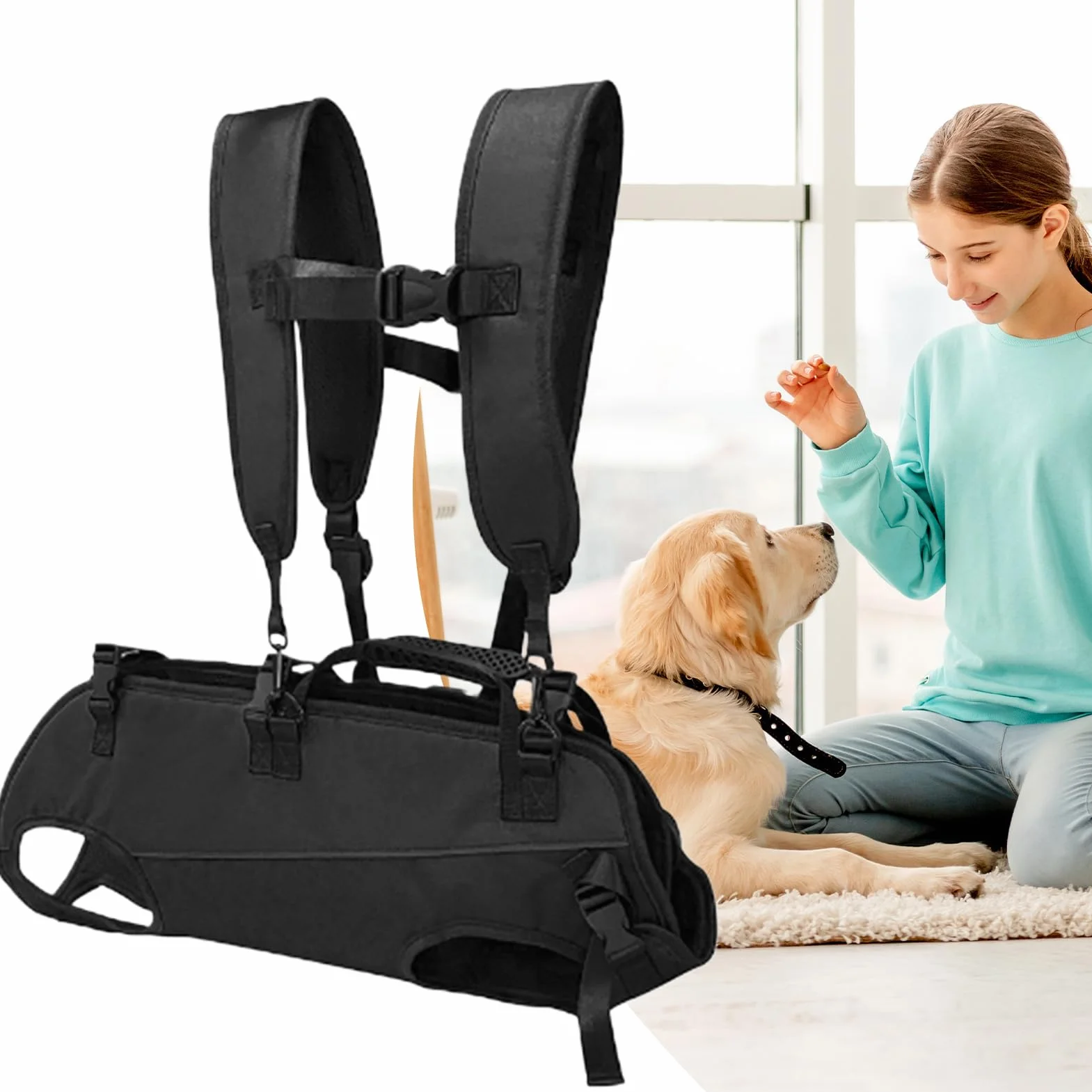 Écharpe de transport pour chien, sac à dos horizontal portable pour voyage randonnée vélo