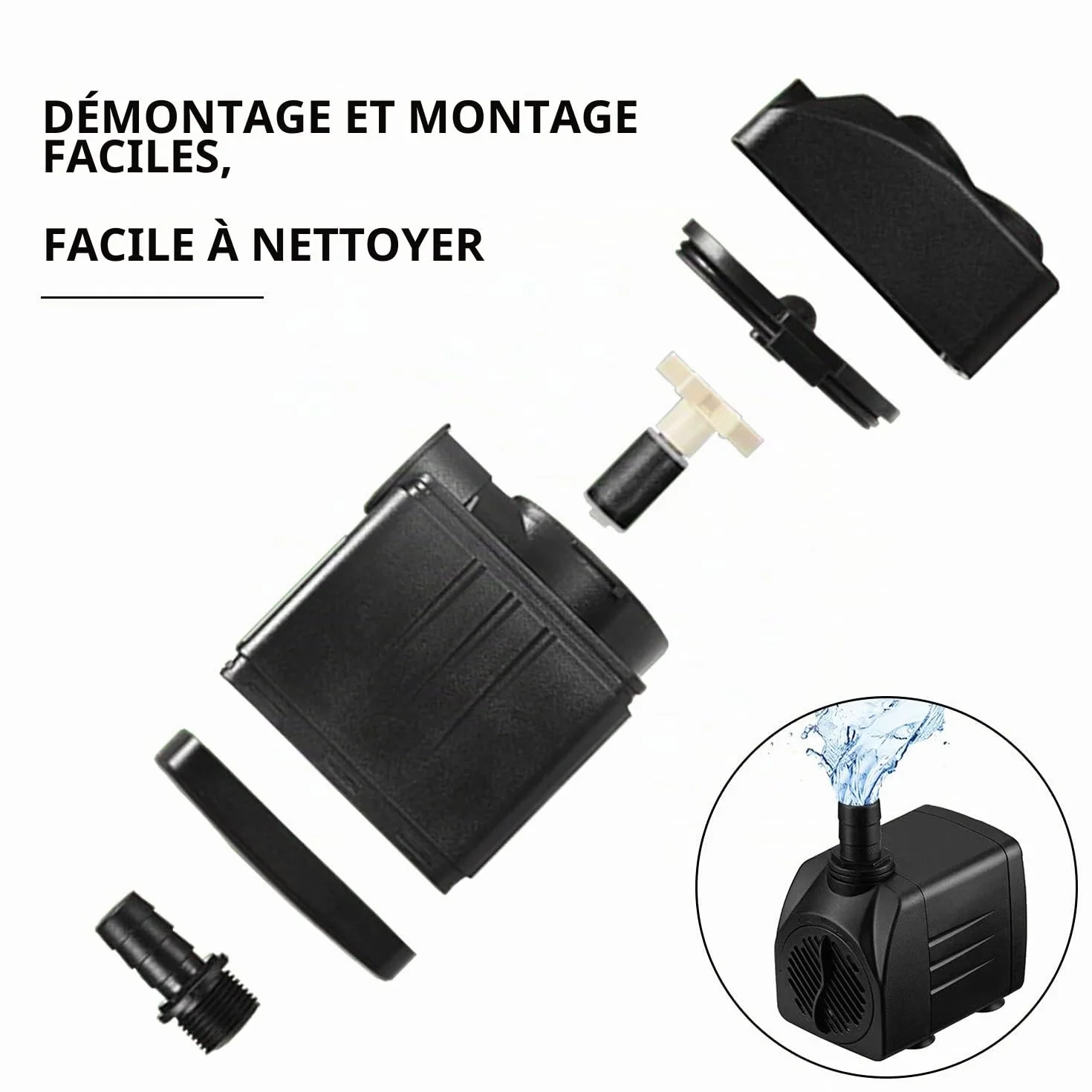 Mini pompe à eau 600 l/h 10 W silencieuse aquarium fontaine câble 1,5 m