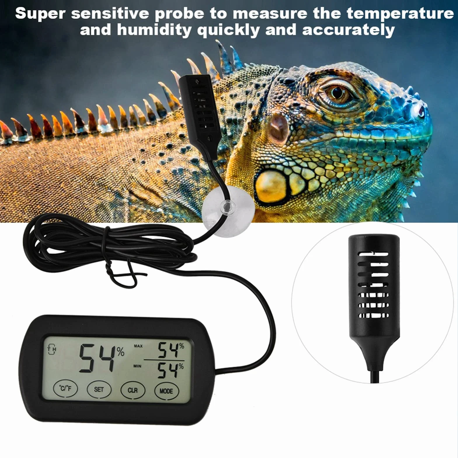 Thermomètre et hygromètre LCD pour couveuse d’œufs, moniteur numérique température humidité avec ventouse