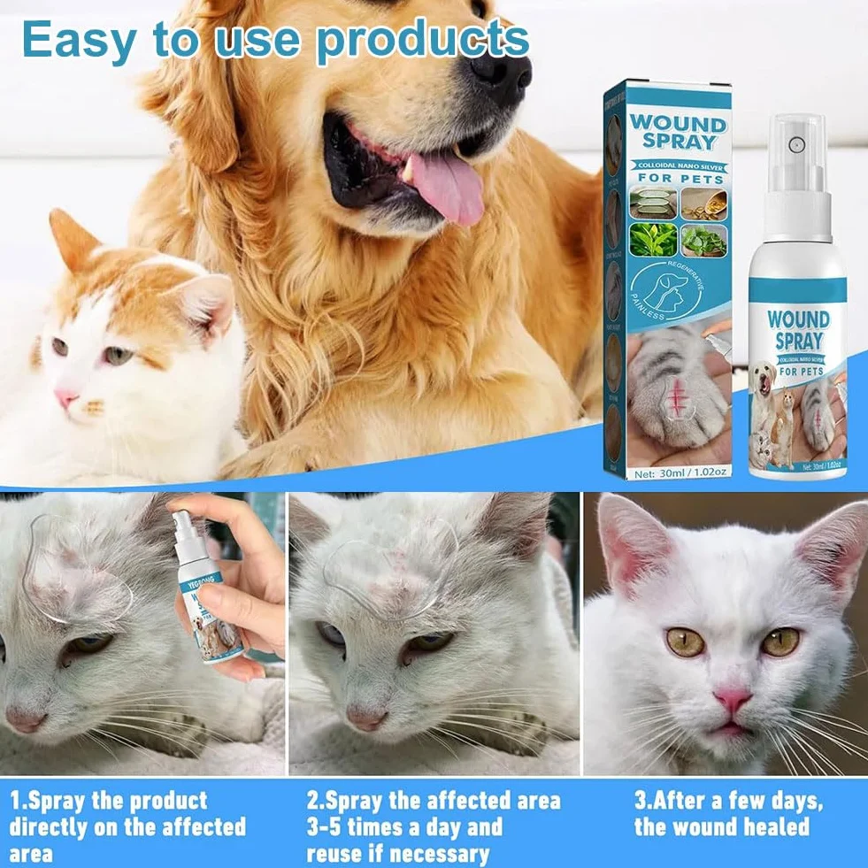Rakiuty Pansement Liquide pour Plaies Chien Spray Guérison Nettoyage Animaux Compagnie