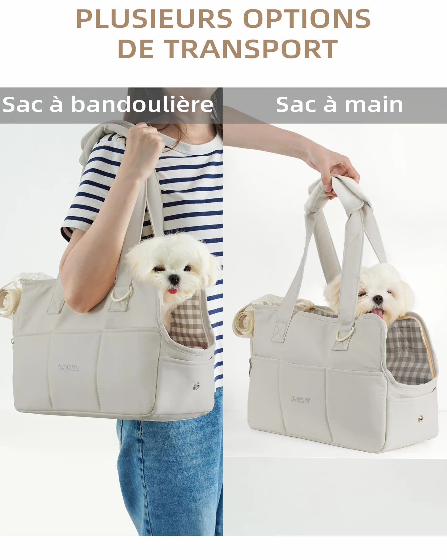 ONECUTE Sac de Transport pour Chat Chien Respirant Pliable 7.5 kg Medium Grey