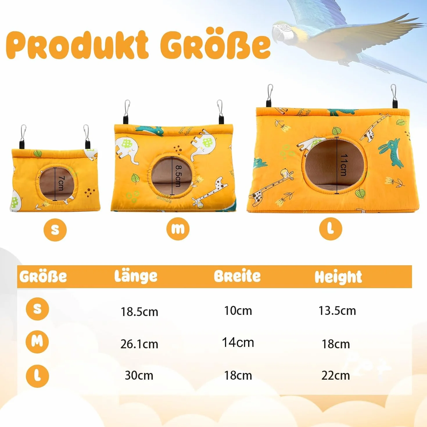 Perroquet Hamac Nid D'oiseau Chaud Doux Hamac en Peluche Suspendu Cage Tente pour Perruche Calopsitte Amazones Cacatoès Canari Cage Jouet M