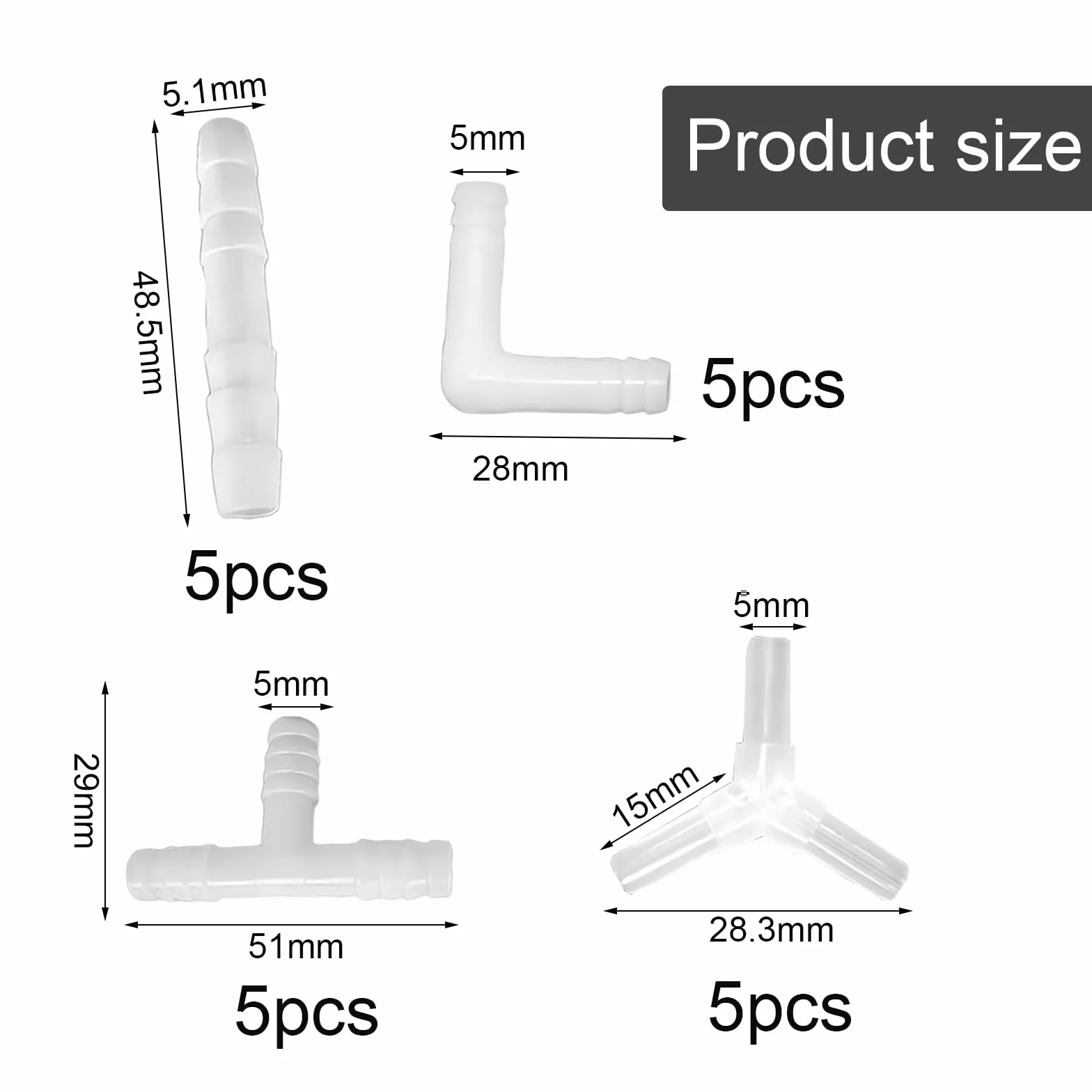 Aquarium Air Valve Connectors 20 Pcs Y T L I Tube Fittings Transparent Plastic
