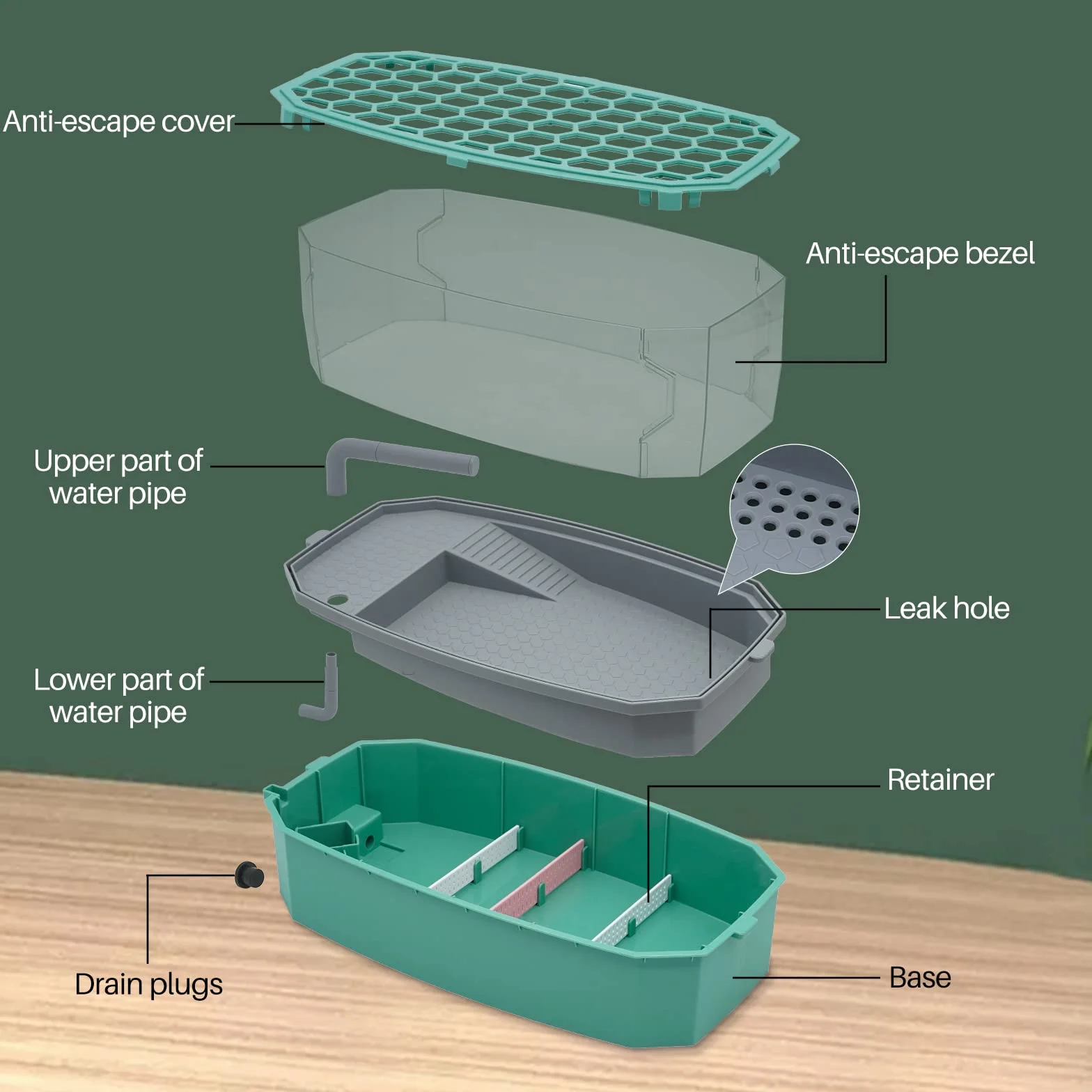 Turtle Tank Aquarium avec Pompe à Eau Habitat de Reptile Terrarium Plateforme Basking Système de Douche