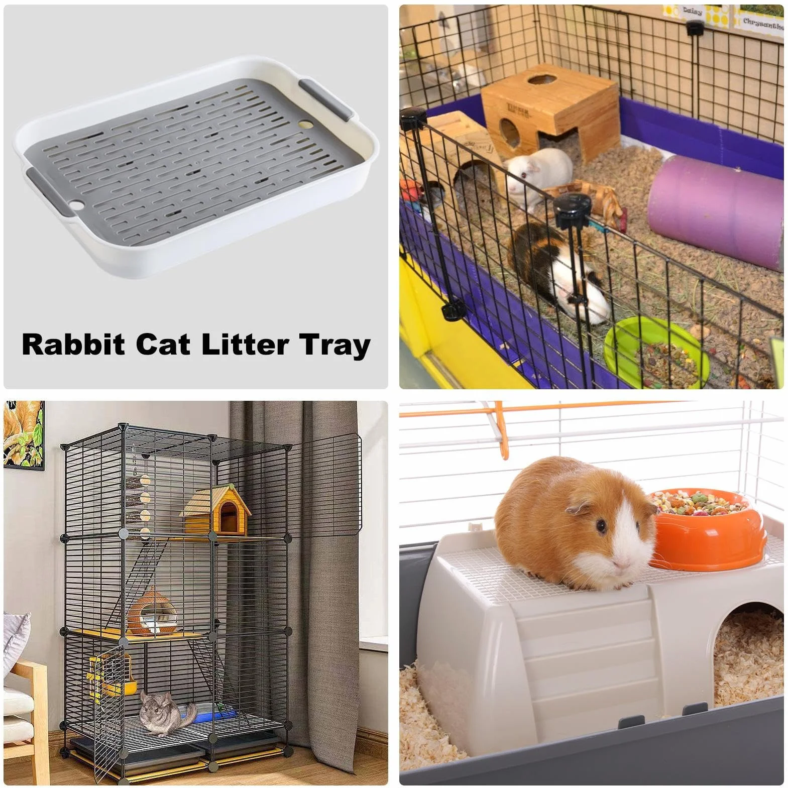 Bac À Litière pour Lapin avec Drainage, Toilettes en Cage pour Lapins