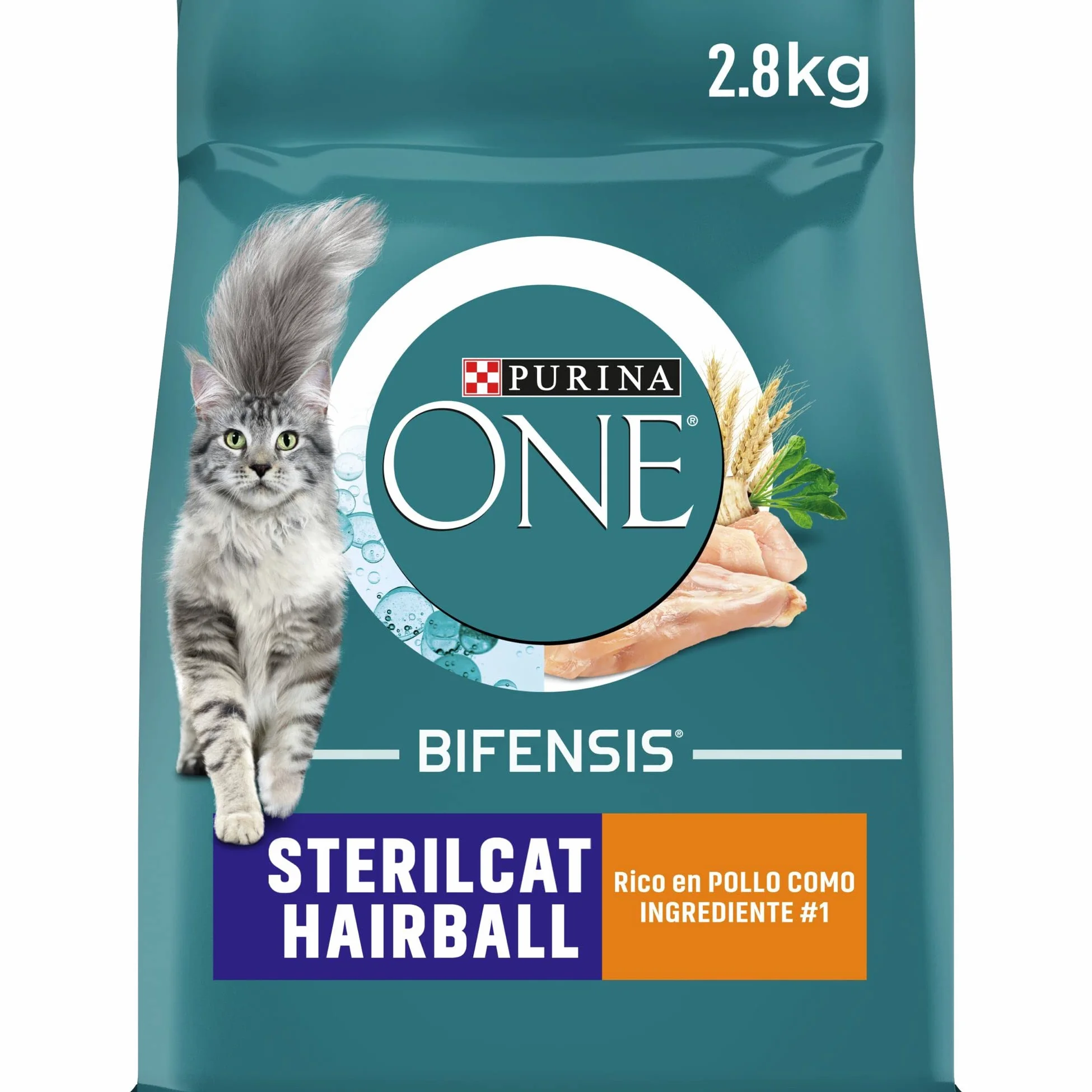 Purina One Bifensis Nourriture pour Chat stérilisée en Fourrure et Boules de Poils au Poulet, 4 Sacs de 2,8 kg