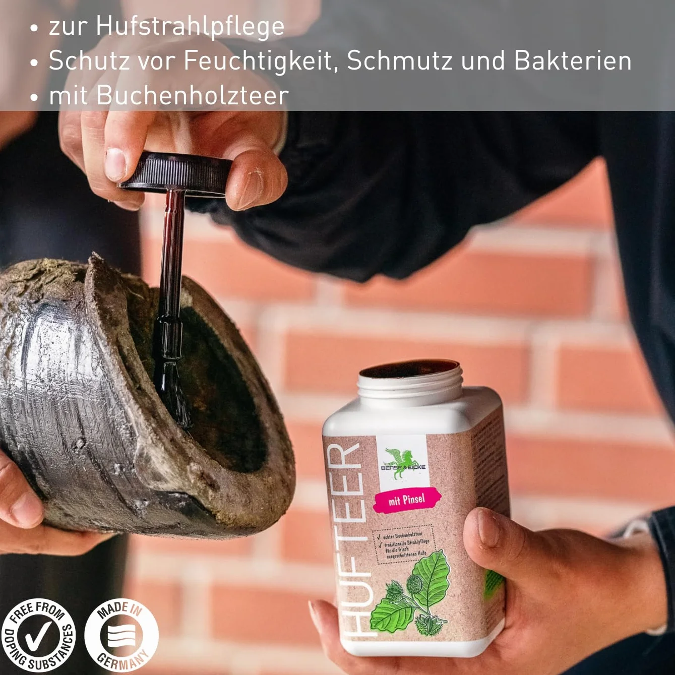 Bense & Eicke Hufteer Goudron de bois de hêtre 1 kg pour l'entretien des sabots, protection contre l'humidité, la saleté et les bactéries, fabriqué en Allemagne