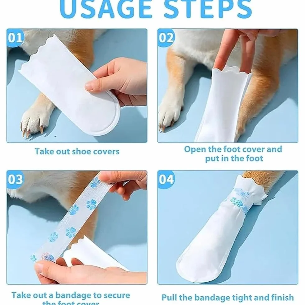 Bottillons Jetables pour Animaux – Chaussons Imperméables pour Chiens et Chats, Protège-Pattes pour Promenade, Prévention Léchage Plaies