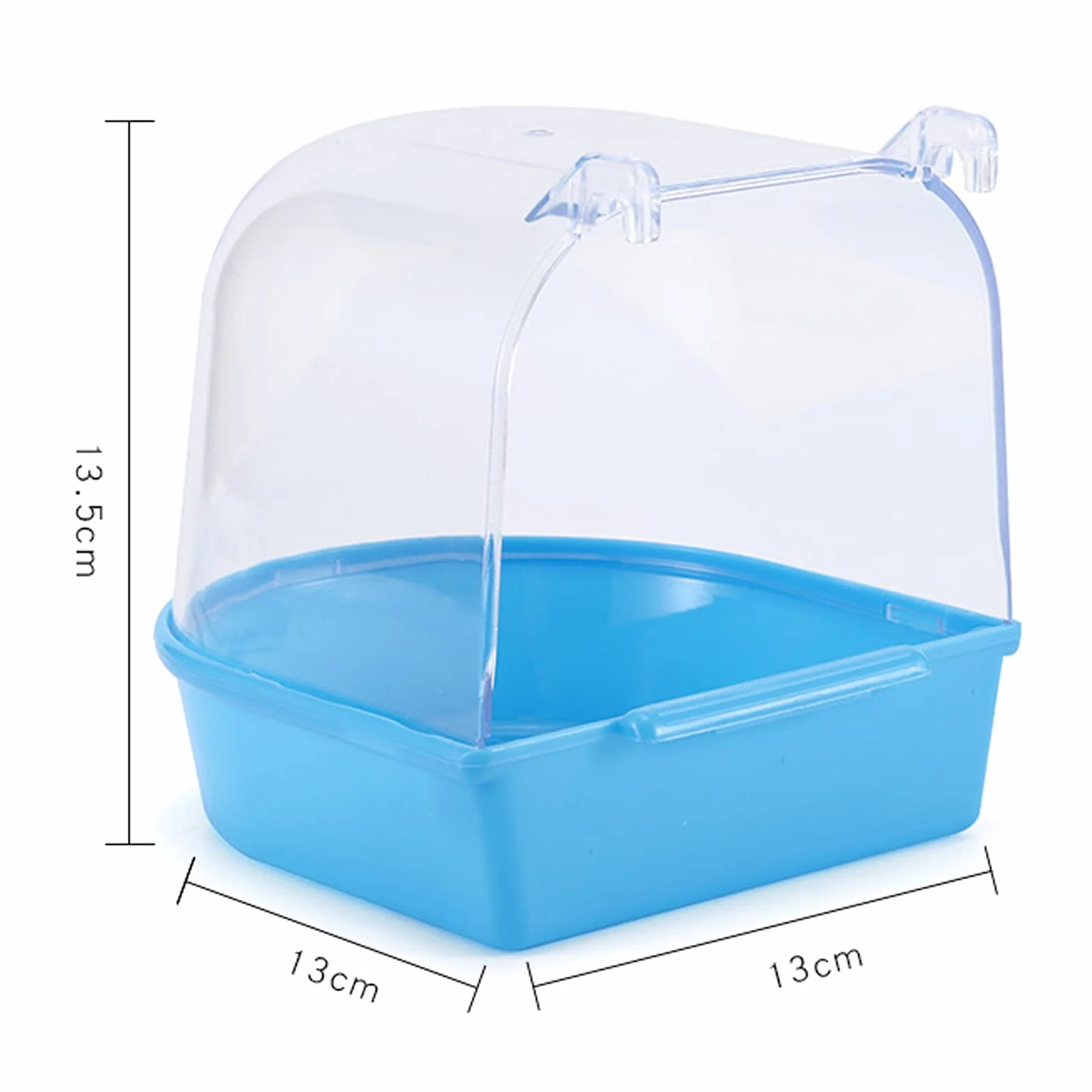 Baignoire pour Oiseaux avec Crochets, Accessoire de Cage pour Bain, 13x13x13.5cm Bleu