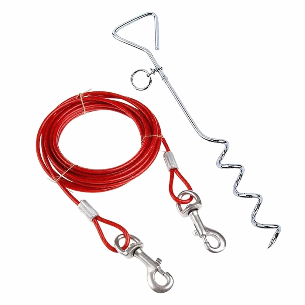 Ensemble de câble et piquet pour chiens de petite et grande taille de 2,9/5,9/10 m sans enchevêtrement pour la cour à l'extérieur