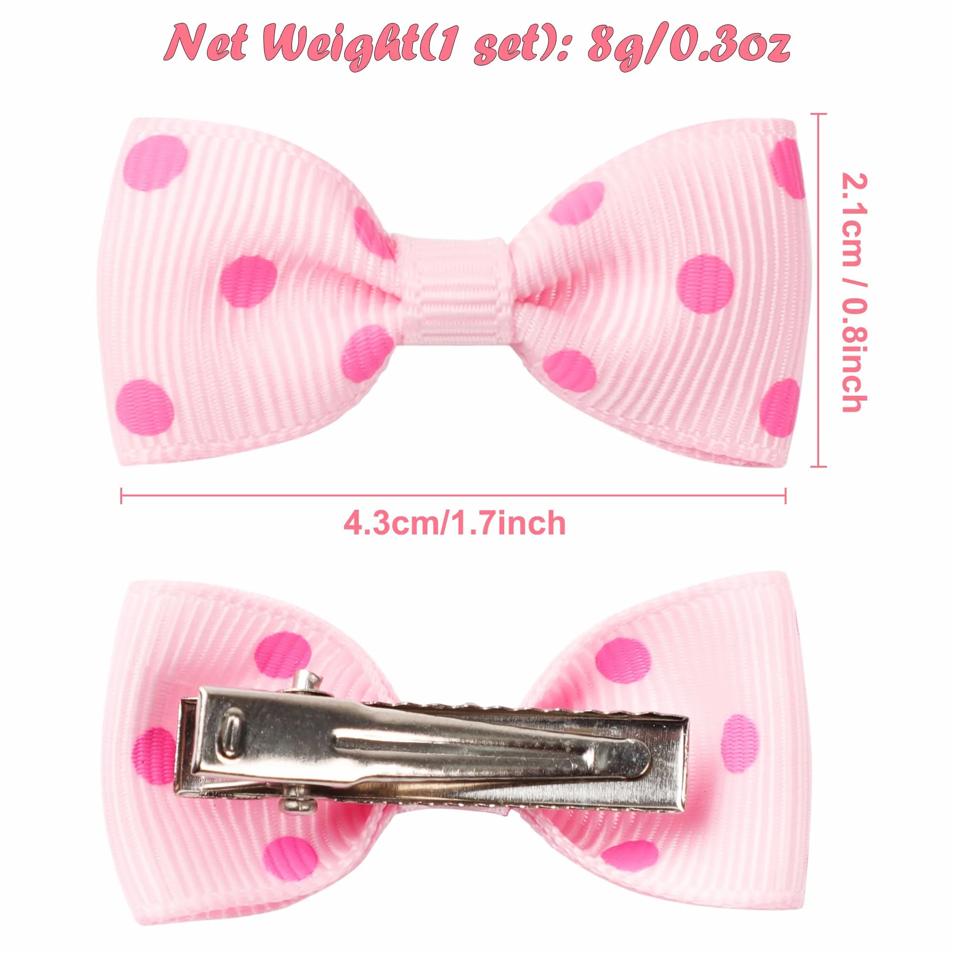 Barrette pour Chien à Pois Pince Rose 5pcs