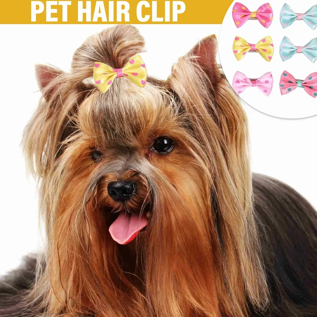 Barrettes pour Chiens 6 Pièces, Accessoires de Toilettage Bowknot pour Petit Chien, Chat