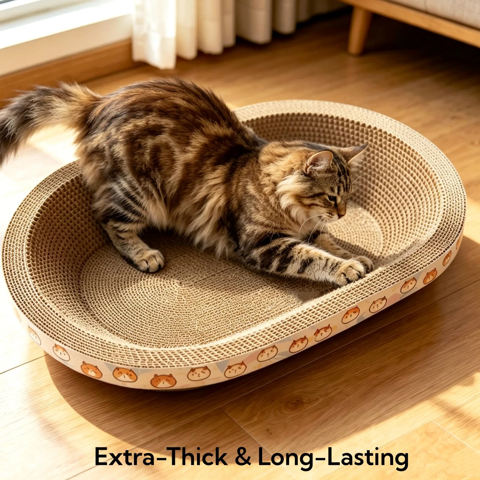 Lot de 3 Griffoirs pour Chat en Carton, Grand Panier Grattoir Ovale Tapis à Griffer d'Intérieur, Coussin Lit Bol à Gratter en Forme de Nid, Protecteur de Meubles pour l'Entretien des Griffes