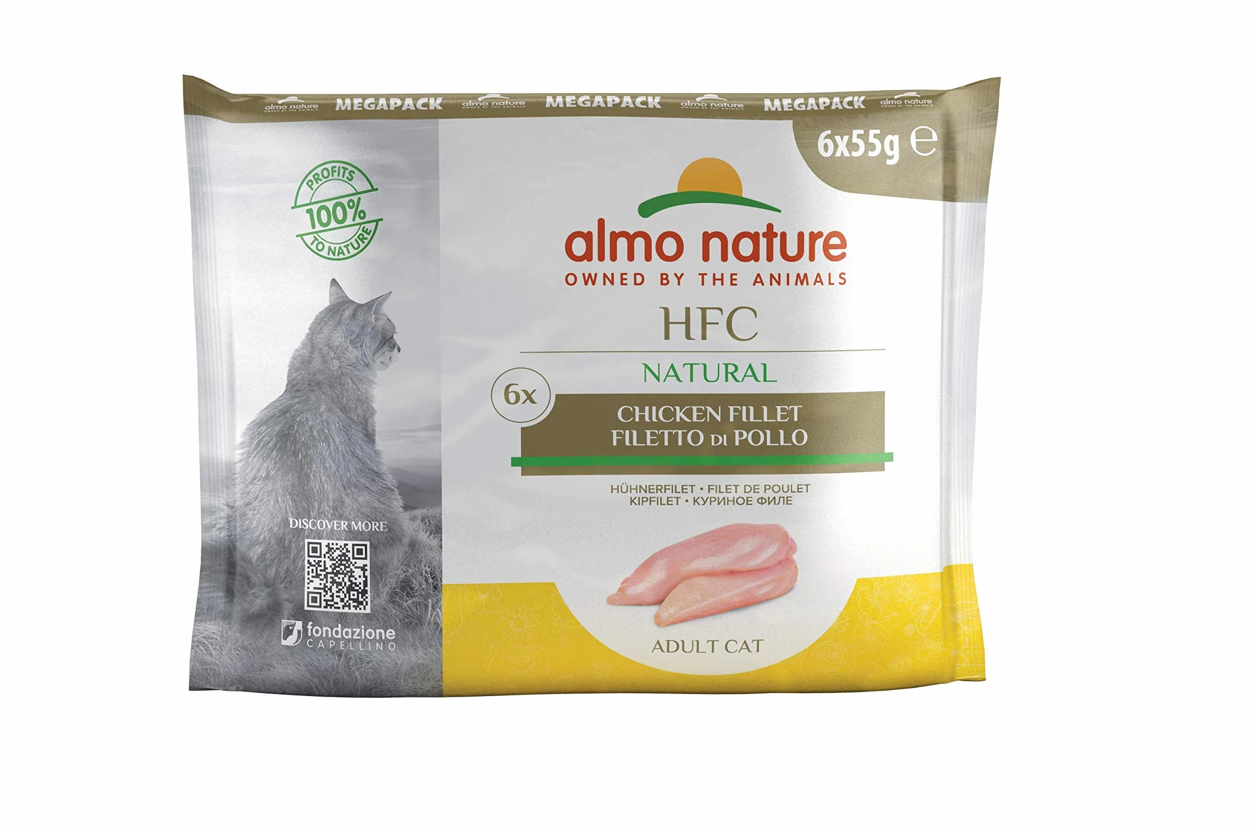 Almo Nature HFC Natural Filet de Poulet Nourriture Humide pour Chat Adulte 6 sachets 55g
