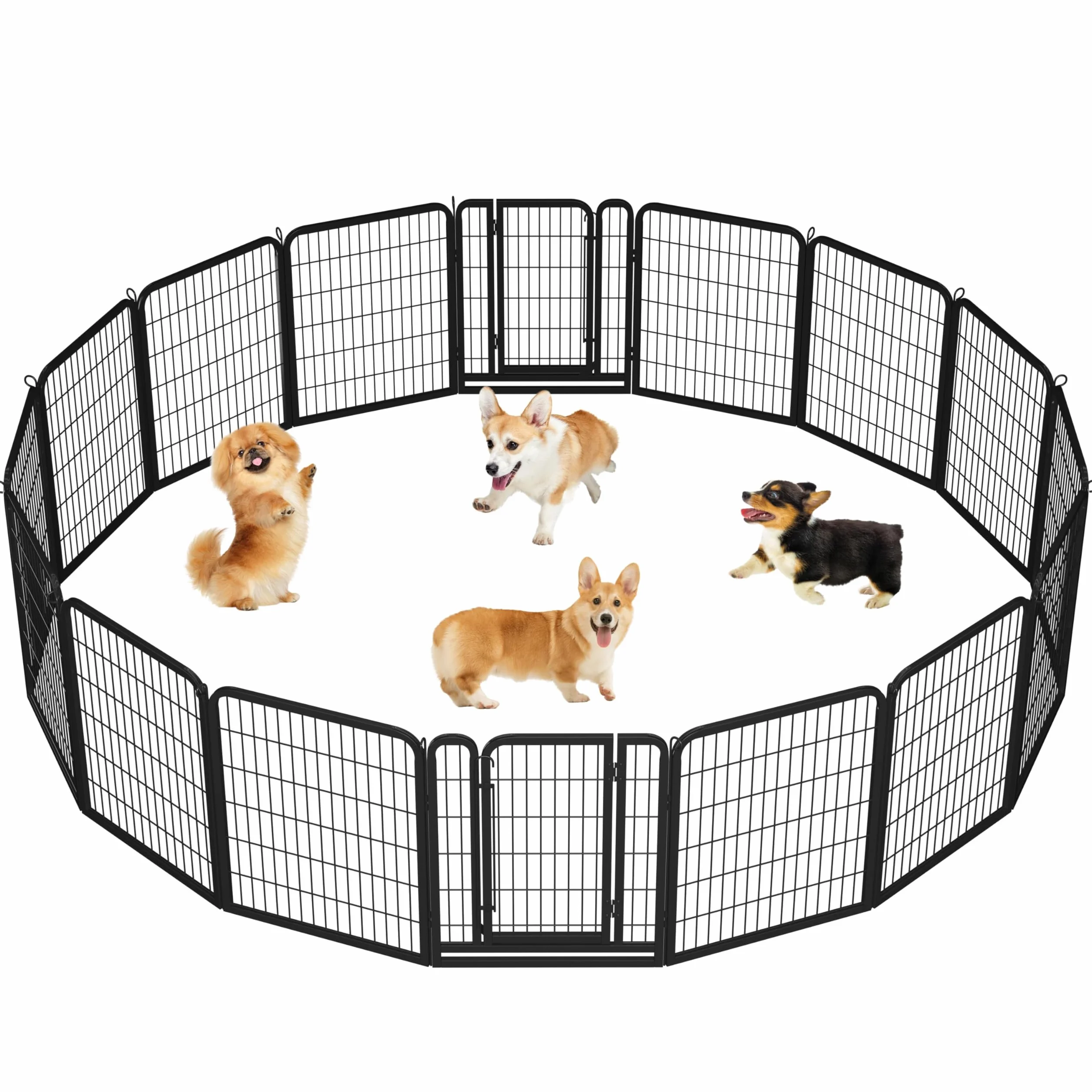 Abician Parc pour Chien en Métal 16 Panneaux 80 cm Enclos Intérieur Extérieur