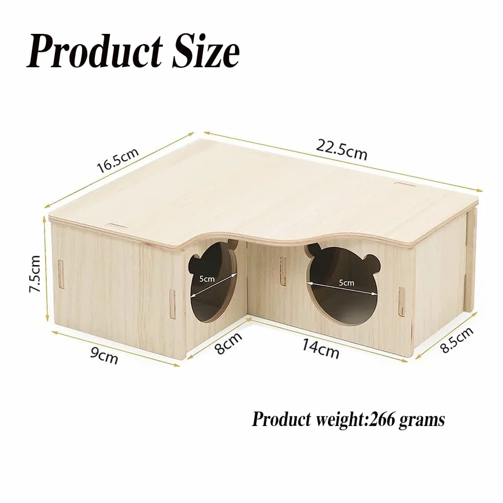 Maison d'angle pour Hamsters Maison en Bois pour Hamsters Cage pour Hamsters Cachette d'angle pour Gerbils-Chinchilla-cochons d'Inde Petits Animaux nichent