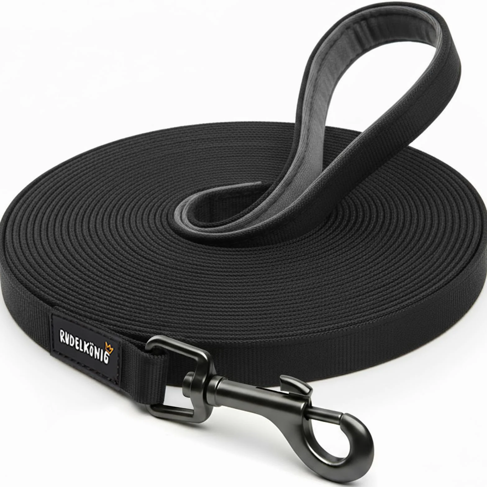 Rudelkönig Longe pour Chien 20m - Robuste et résistante aux intempéries - Longe avec poignée rembourrée - Laisse de Dressage pour Chien Pratique et Confortable