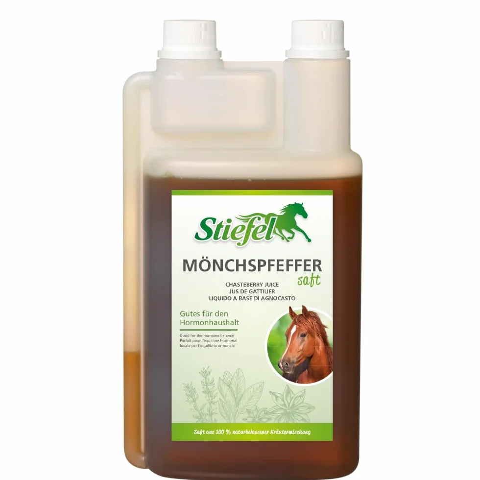 Stiefel Jus de poivre moine pour chevaux 100 % naturel, flacon doseur 1 l
