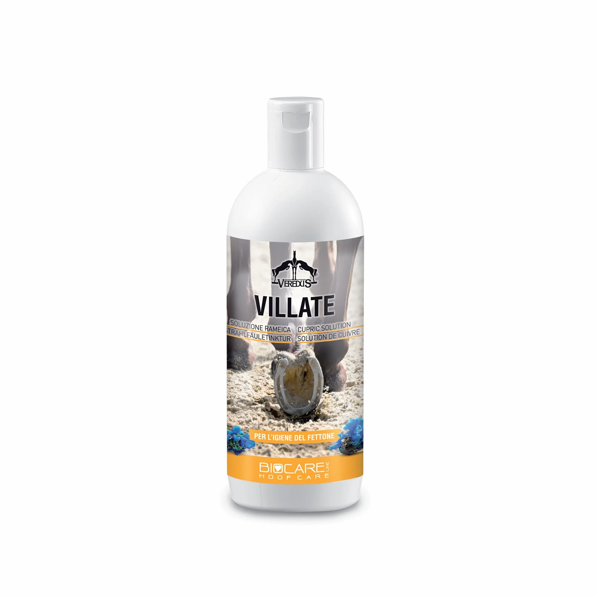 Veredus, Lotion Détergente et Nettoyante pour la Toilette et la Protection du Feston du Cheval, Villate Liquide Nettoyant et Protecteur pour le Sabot, Solution Cuprique, Format 500 ml