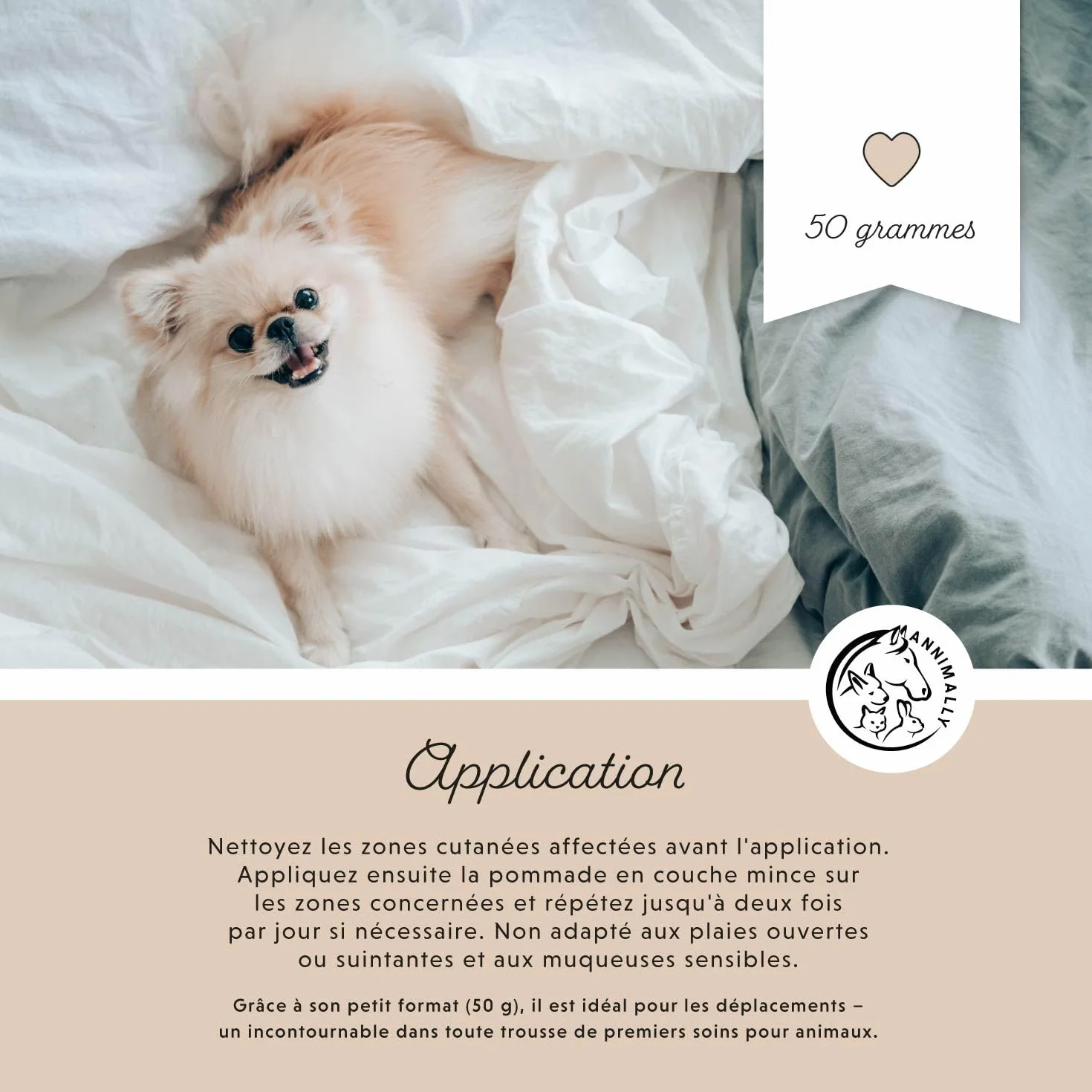 Pommade au Foie de morue et au Zinc pour Chiens 50g - Baume pour blessures, eczéma et escarres