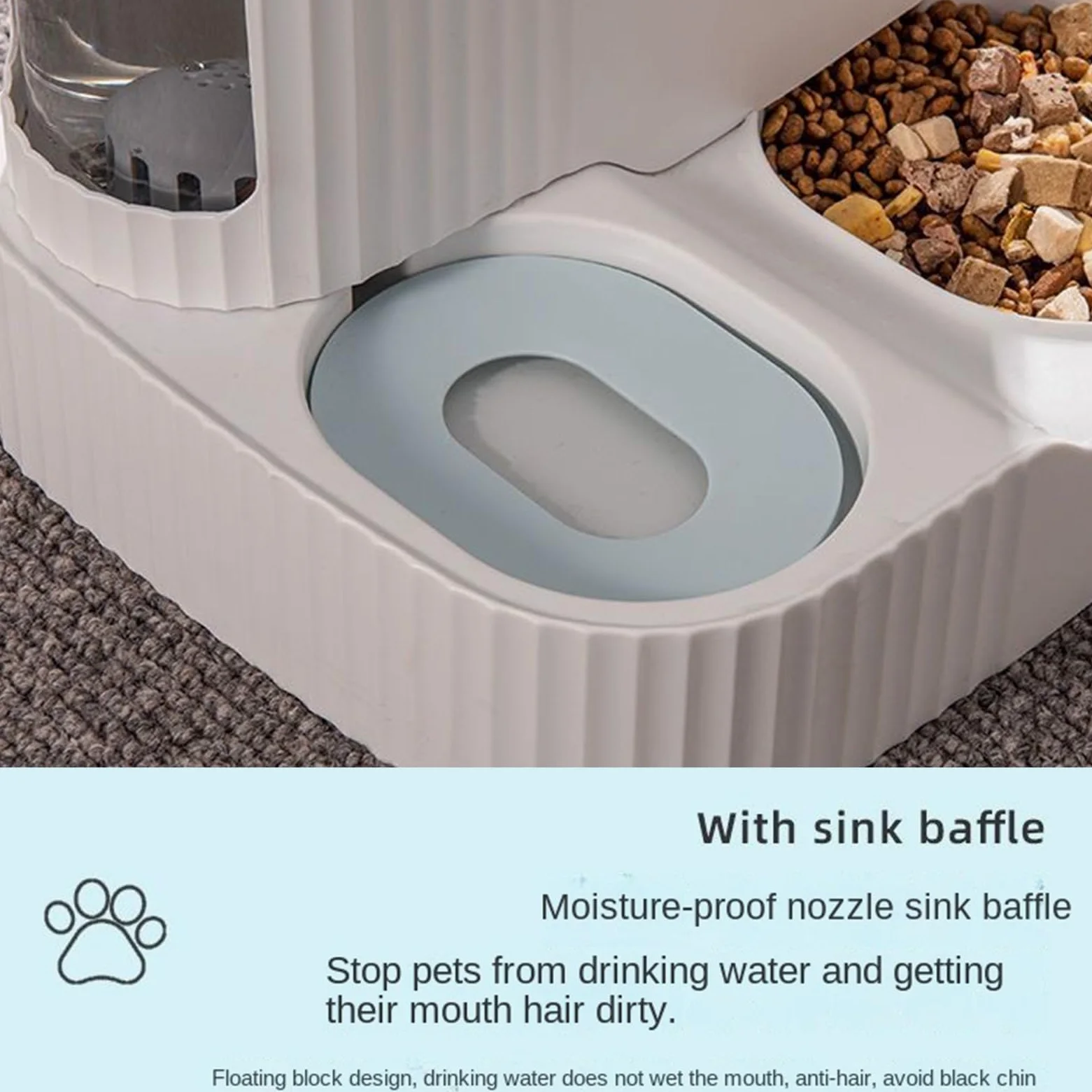 Distributeur de Nourriture et d'eau Automatique pour Chat,Fontaine À Eau Animaux 2 en 1 - Doseur Détachable De Croquettes pour Chat De 3L - pour Chaton