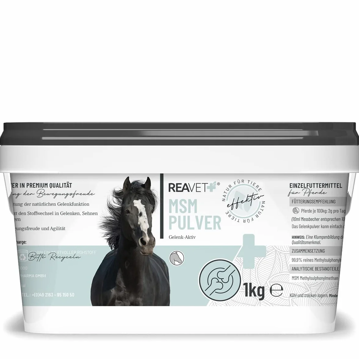 ReaVET MSM Poudre 1kg - Soufre Organique Pur & Haute Dose pour Chevaux