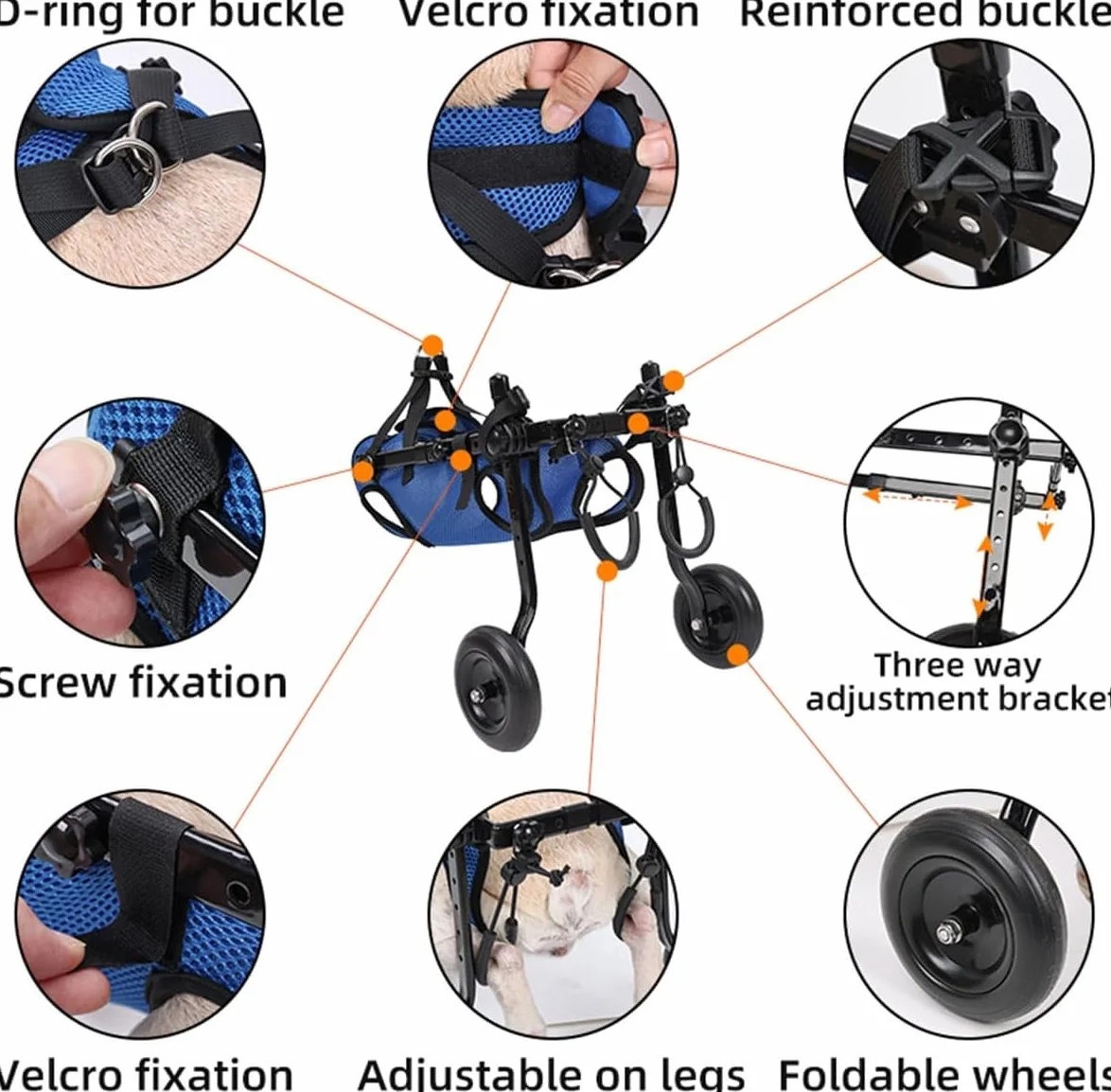 Fauteuil roulant réglable pour chien Aide à la mobilité Chariot de réhabilitation XS