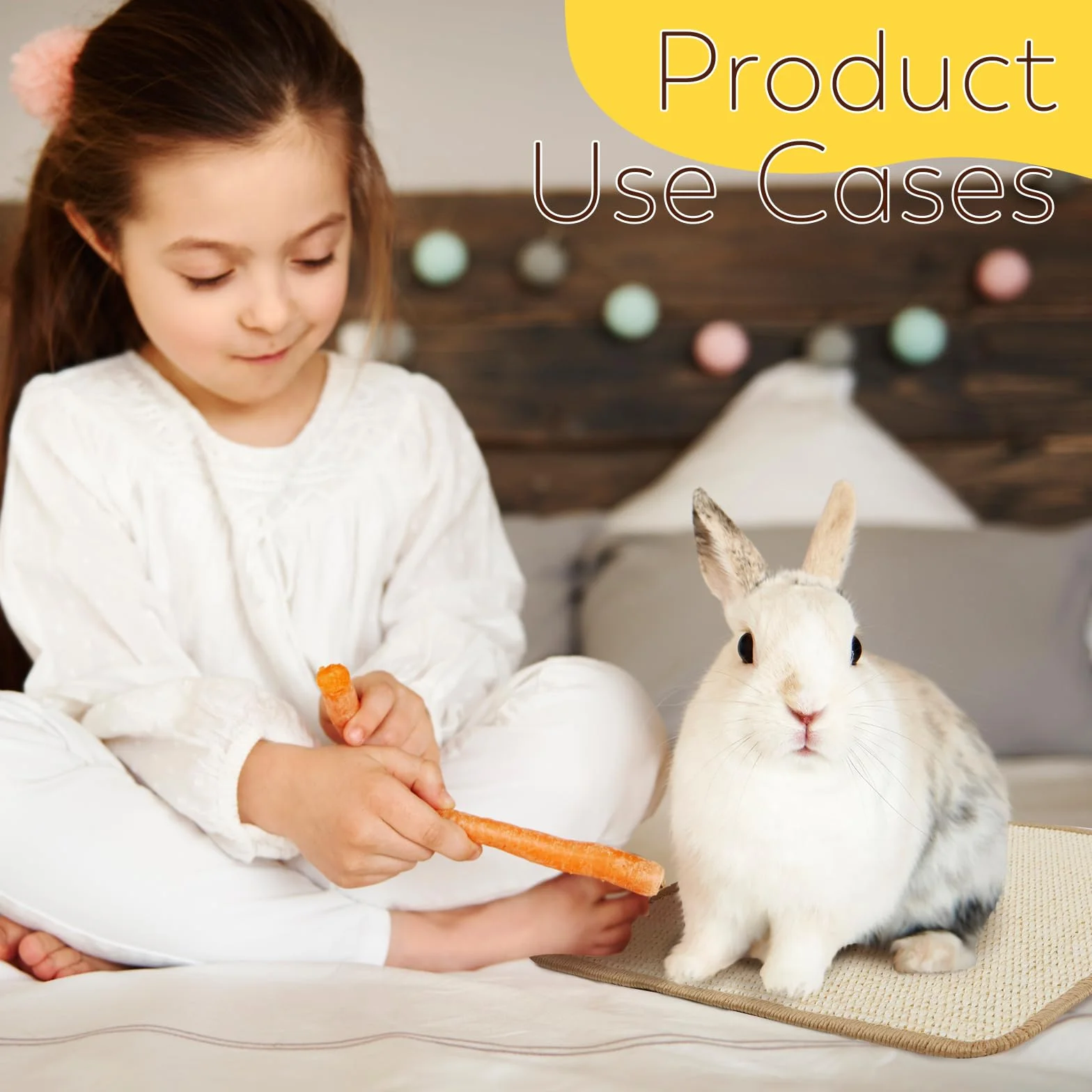 Lot de 2 Tapis Lapin Sisal Soin Griffes Dents Cages Lapin Planches à Gratter Accessoires Rongeurs Protège Canapés