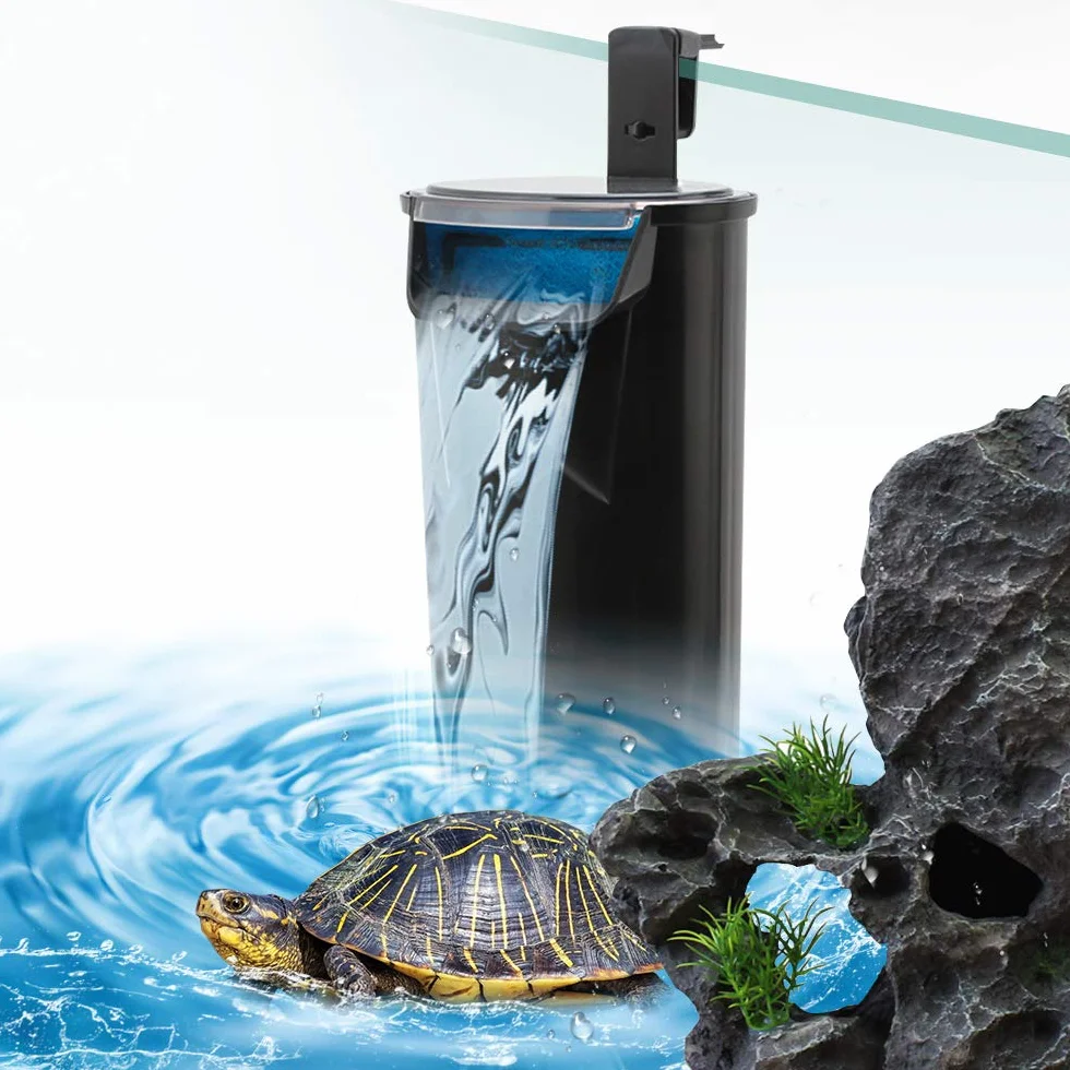 SENZEAL Tortue Basse Eau Cascade Filtre Pompe Fish Tank Externe 5W 220V 400L/H Noir