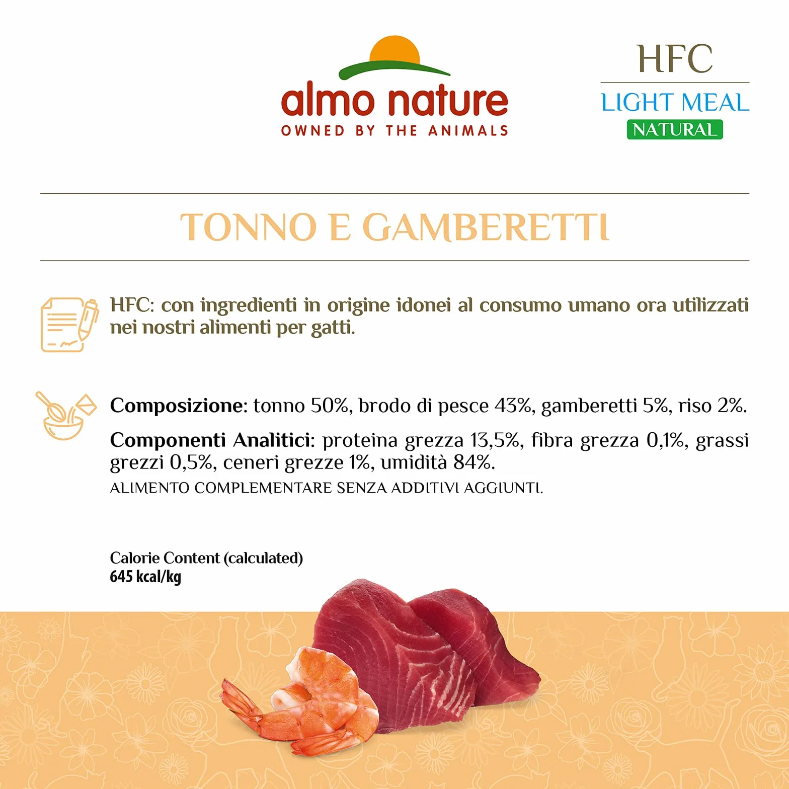 Almo Nature Made in Italy pour Chat – Mega Pack HFC Natural Light Meal avec Thon et crevettes, 4 x 50 g