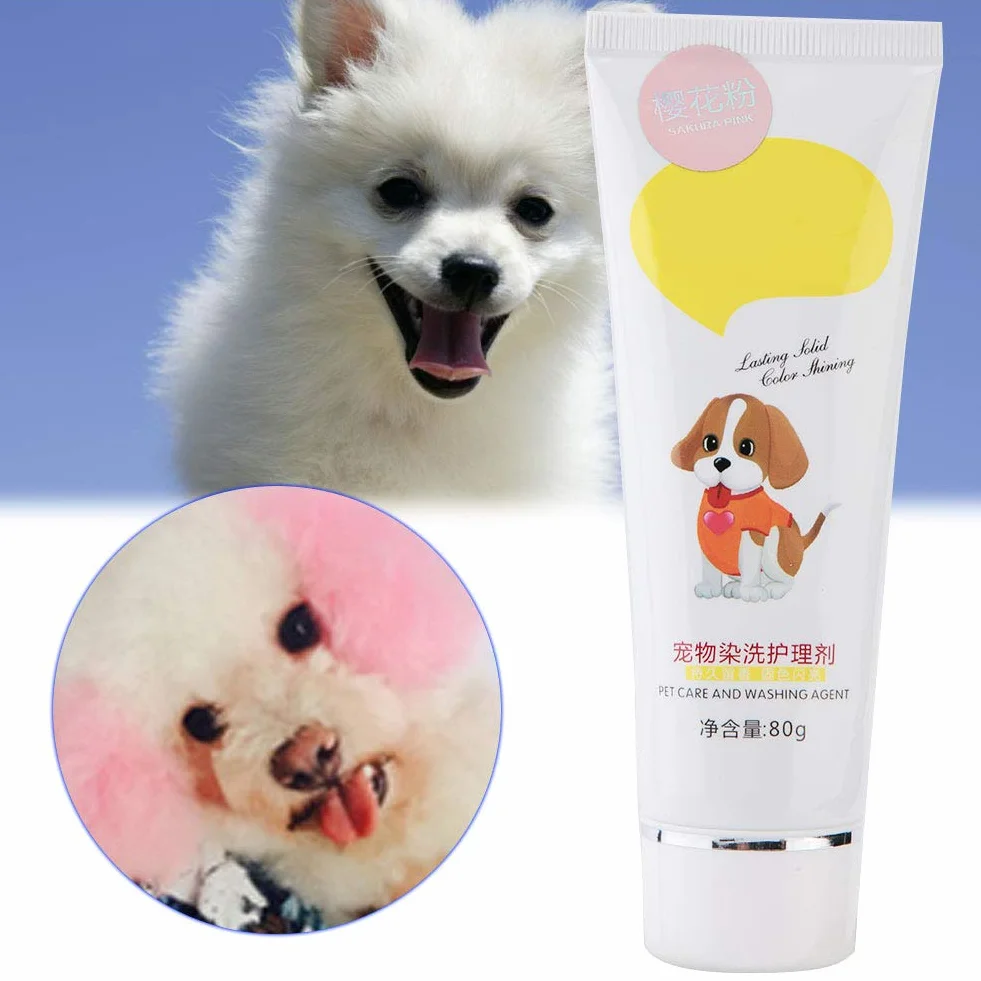 Haofy Gel Teinture Poils Chien 80g Pâte Colorante Poils Blancs Teinture Temporaire Chiens Chats Couleur Vive Rose