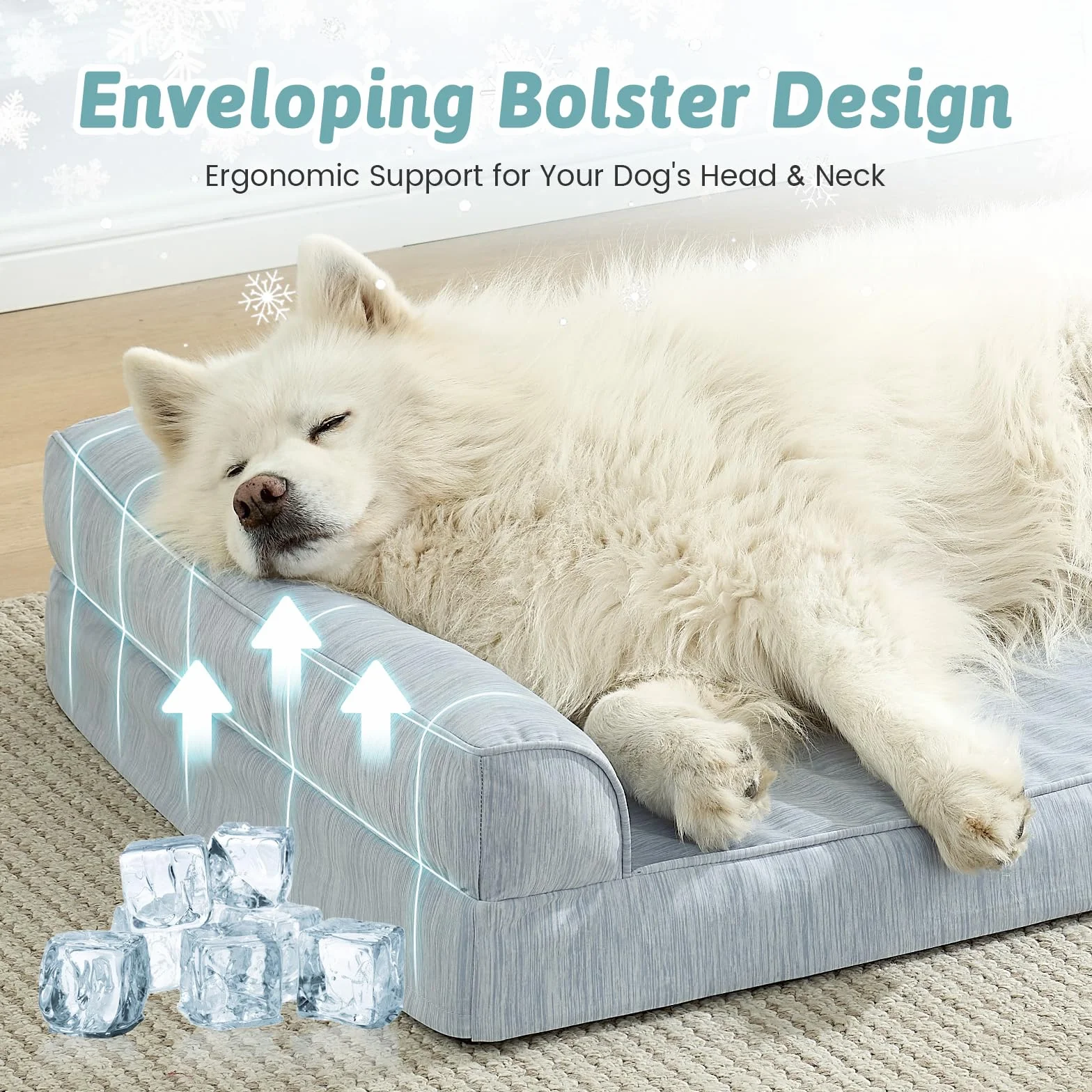 COZY KISS Panier Chien Orthopédique Rafraîchissant, Tapis Chien pour Chien Imperméable, Coussin Chien Dehoussable Lavable, Lit Chien avec Housse Amovible, Canapé pour Chien, Bleu, XL(107x76x18 cm)