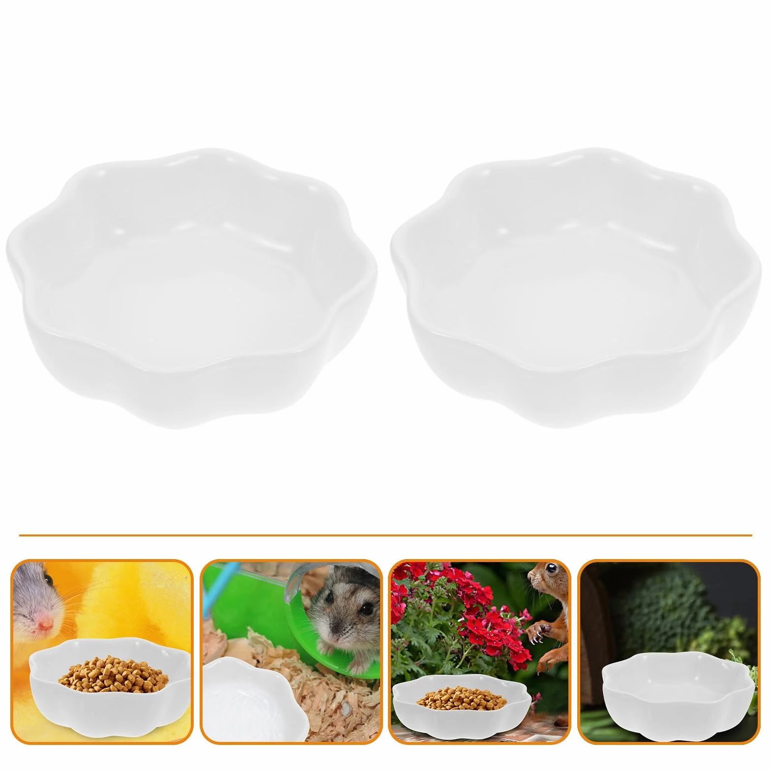 Gamelles en Céramique Blanche pour Hamster Lot de 2 Anti-Renversement