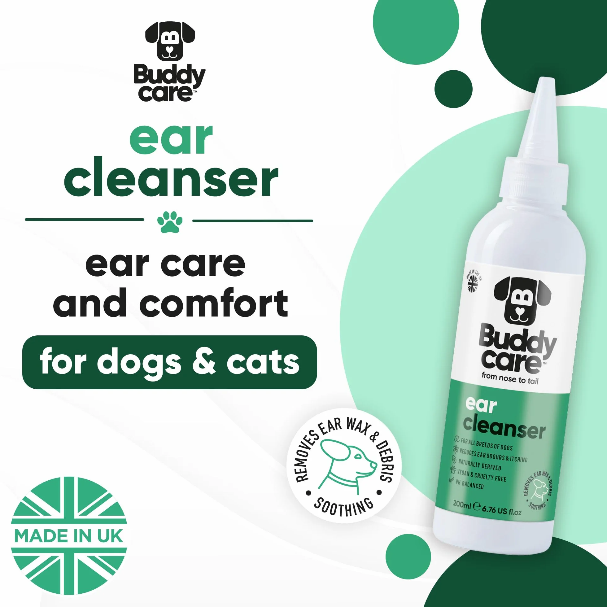 Buddycare Nettoyant pour oreilles de chien 200 ml Aloe Vera