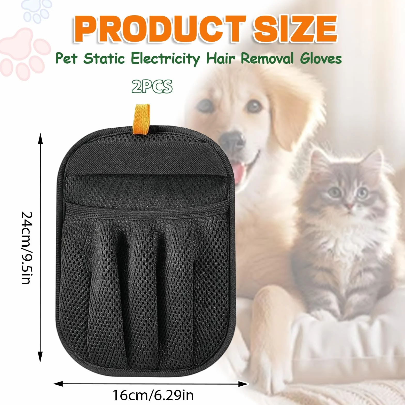 Lot de 2 gants d'épilation pour chiens et chats - Gant de toilettage double face avec adsorption électrostatique - Lavable