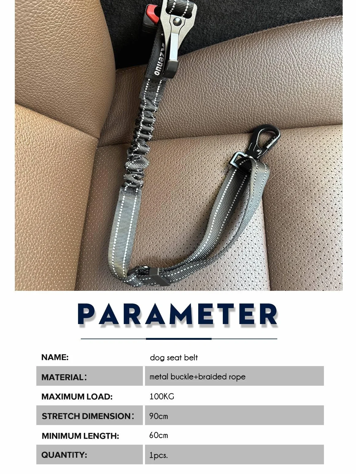 Ceinture securite Chien Voiture, Harnais Laisse Voiture Chien Attache avec Absorption des Chocs élastique et Mousqueton en métal pour Tous Les Chiens et Chats