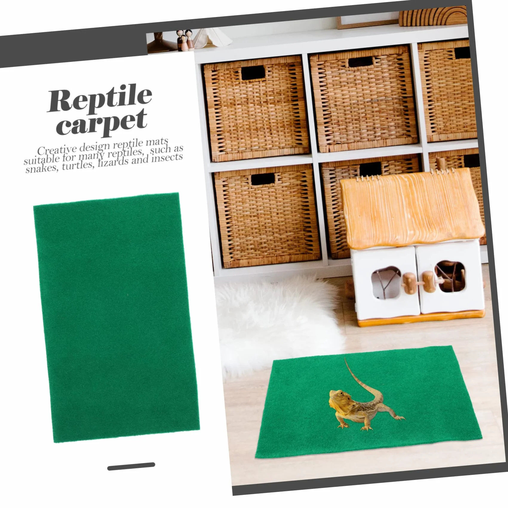 Tapis pour Reptiles Absorbant 50x30cm Litière pour Tortues et Serpents Lot de 2 Vert