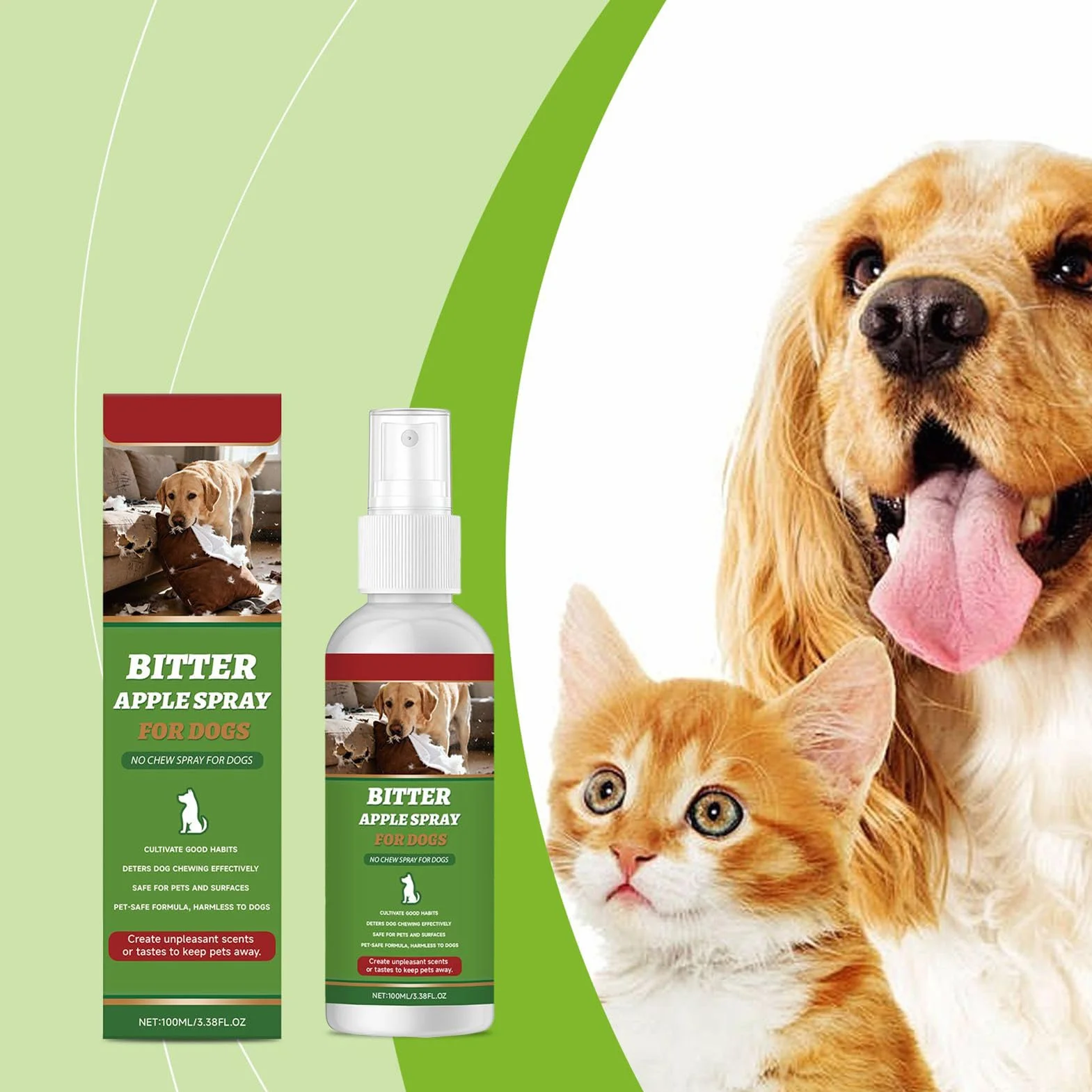 Bitter Spray Mastication Naturelle 100 ML Correcteur de comportement pour Meubles Tapis Terrasse