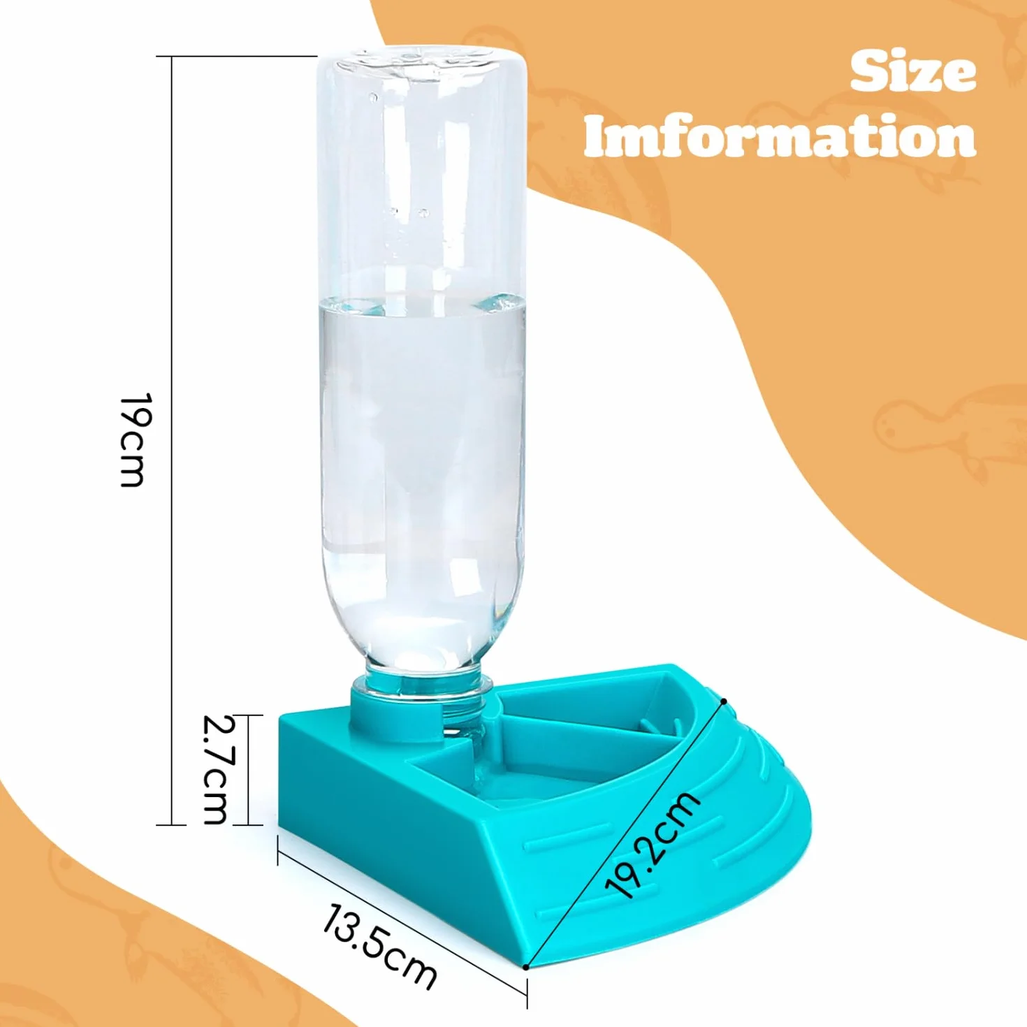 Nobleza Distributeur d'eau pour Reptile Abreuvoir Tortue Mangeoire 2 en 1 Anti Débordement Plastique Bleu Taille S