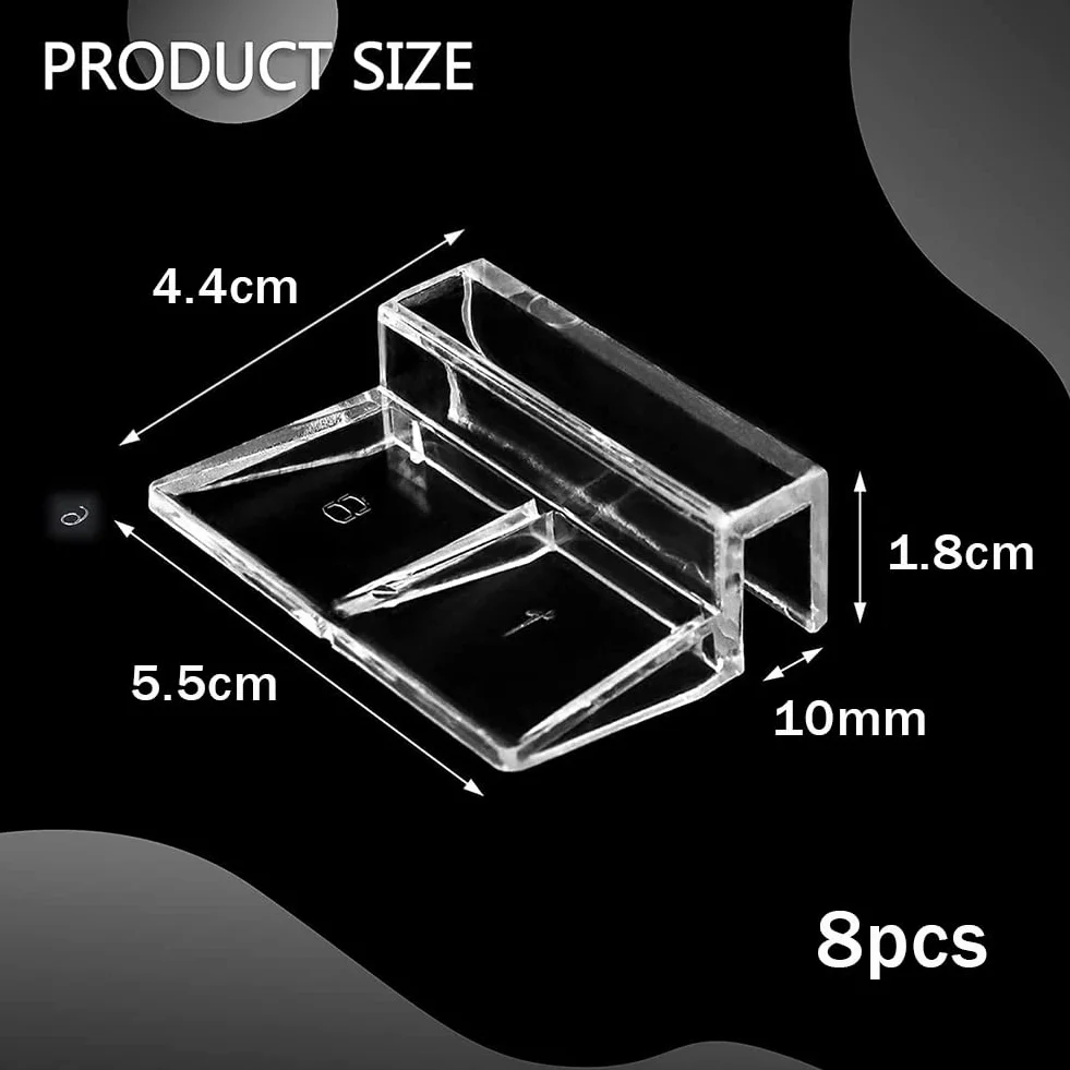 Clips de Couvercle d'Aquarium Acrylique 10mm Lot de 6
