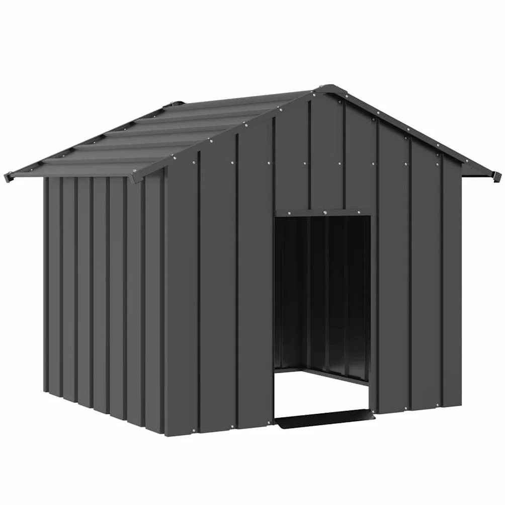 Chenil d'extérieur pour Chien, Enclos Cage Métal avec Toit Noir 131x101x102 cm Acier galvanisé