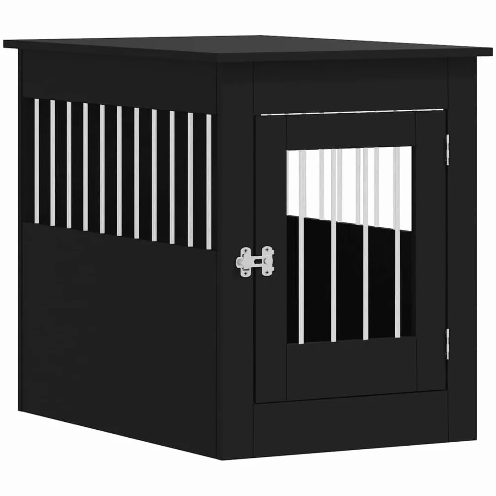 Tidyard Meuble de Cage pour Chiens Noir 55x80x68 cm Bois d'ingénierie, Cage pour Chiens de Petite Taille, Cage pour Chien avec Porte Verrouillable